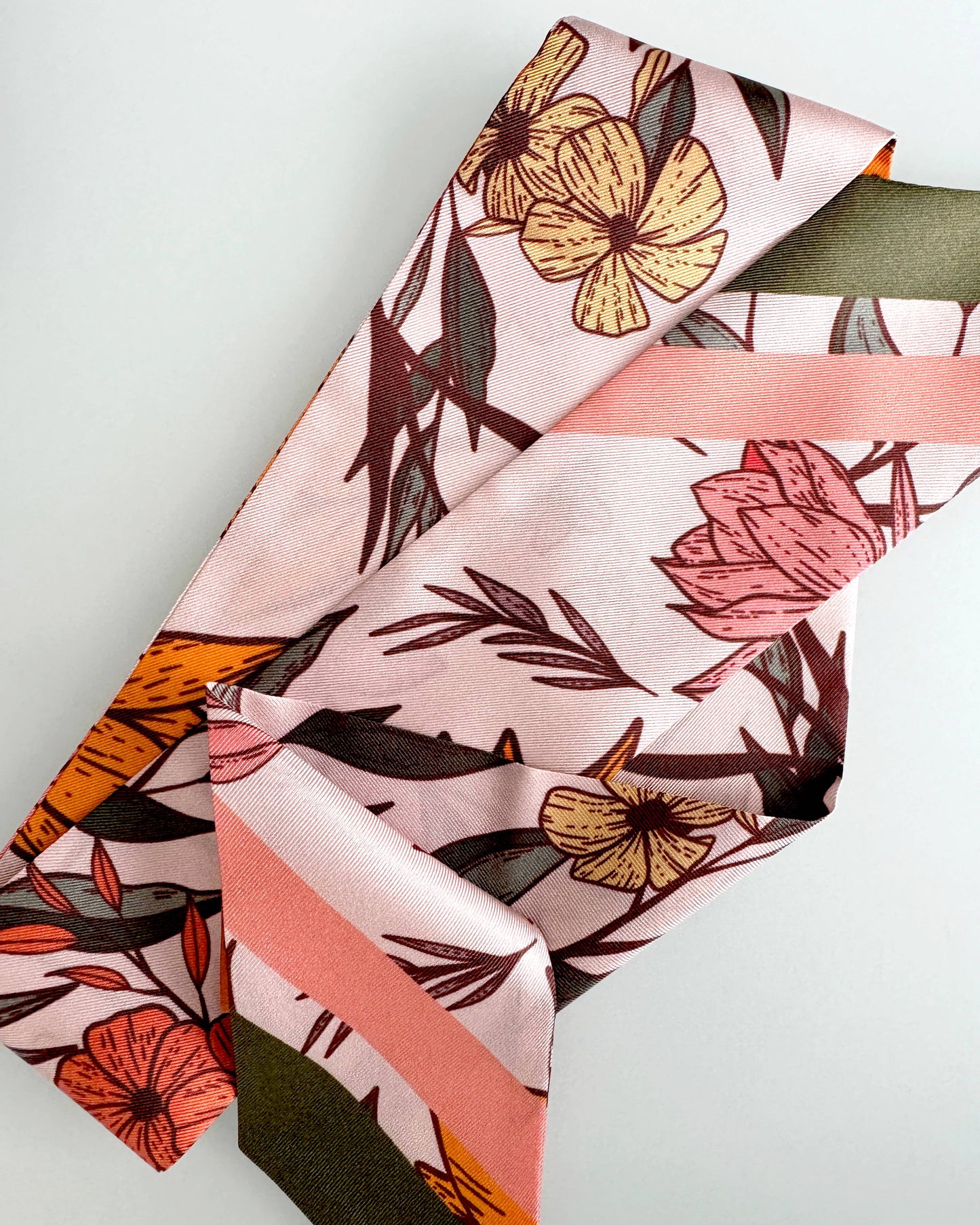 Vibrant Florals Skinny Silk Scarf