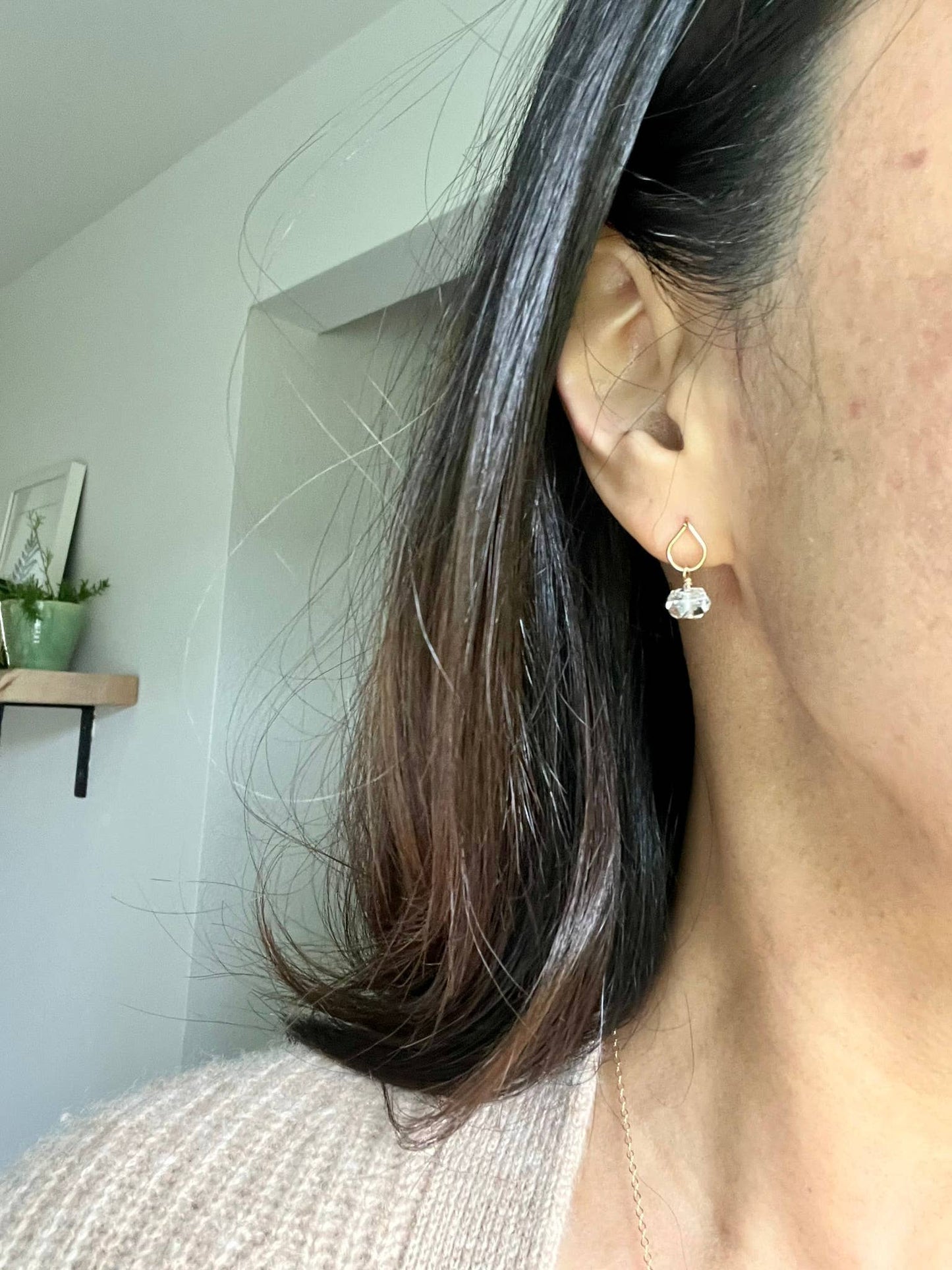 Raw Herkimer Diamond Stud
