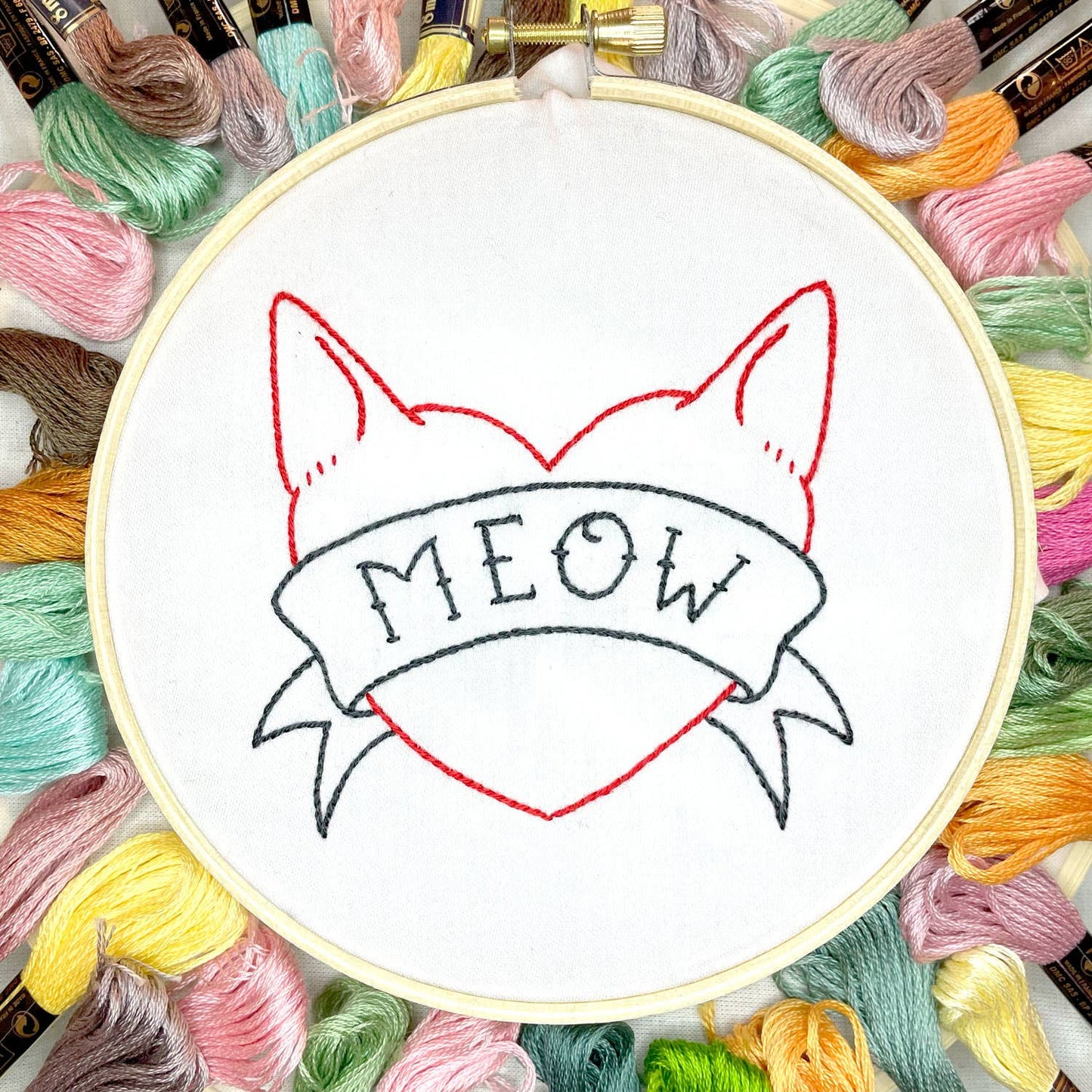 I Heart Cats iron-on embroidery transfers