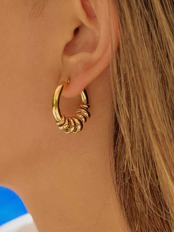 Novine 18K Gold Non-Tarnish Two Tone Hoop Earring