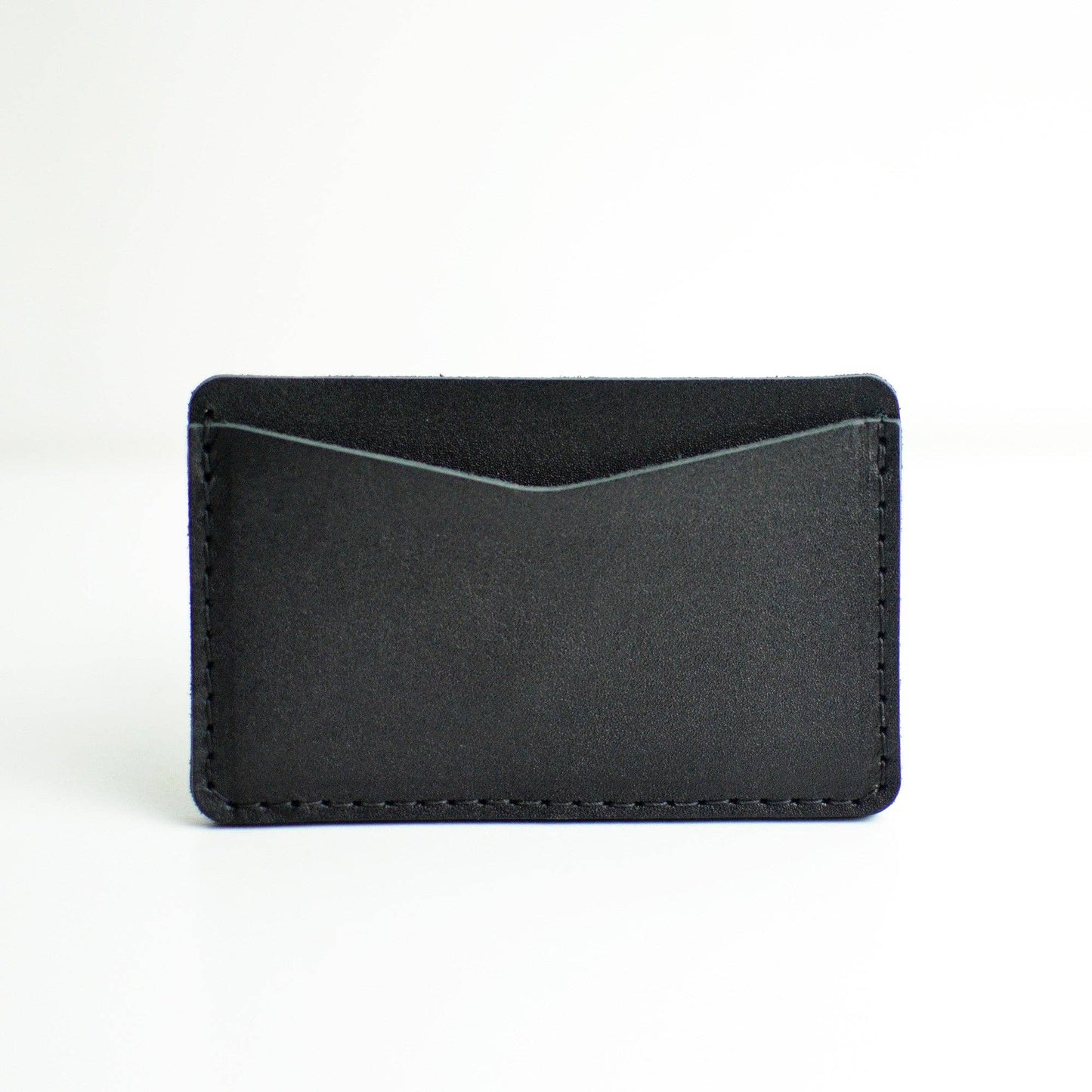 Double Sided Card Holder - Black Leather