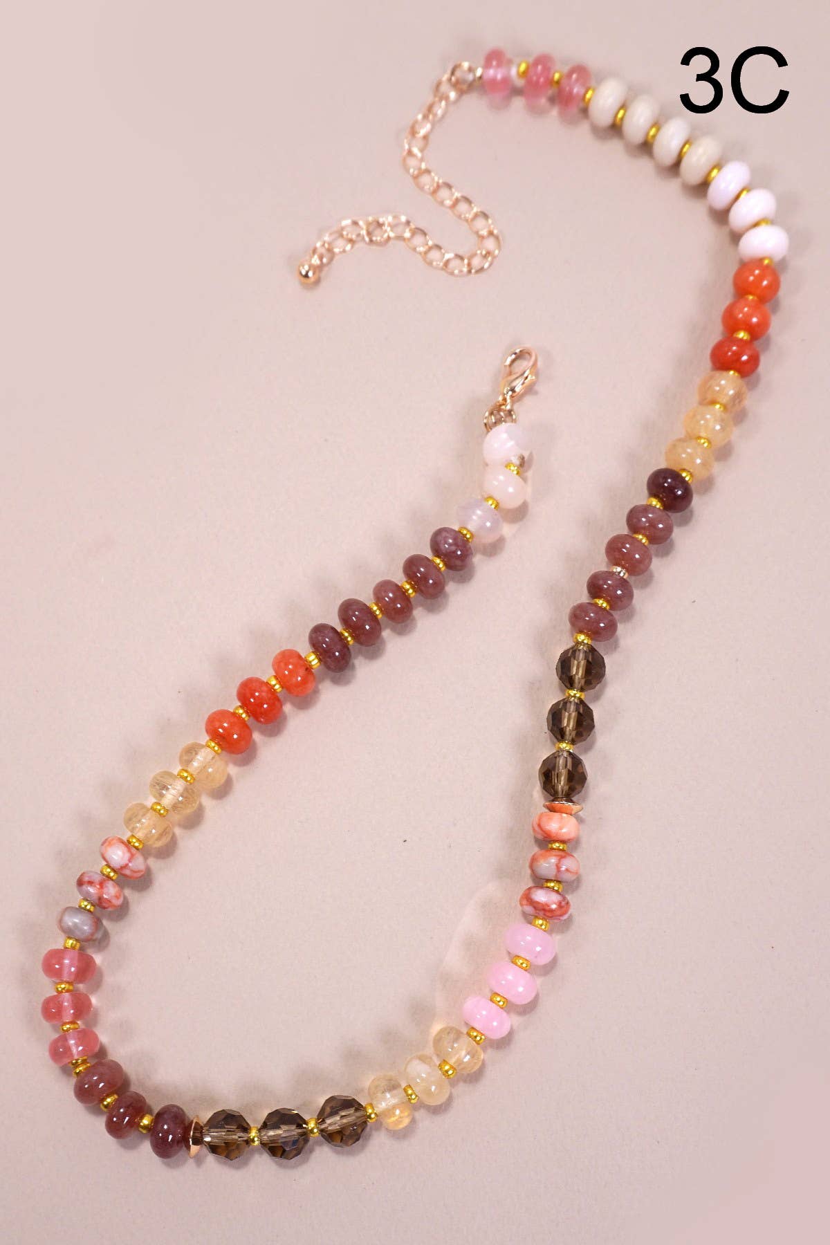 Natural Agate Glass Semi-Precious Bead Necklace