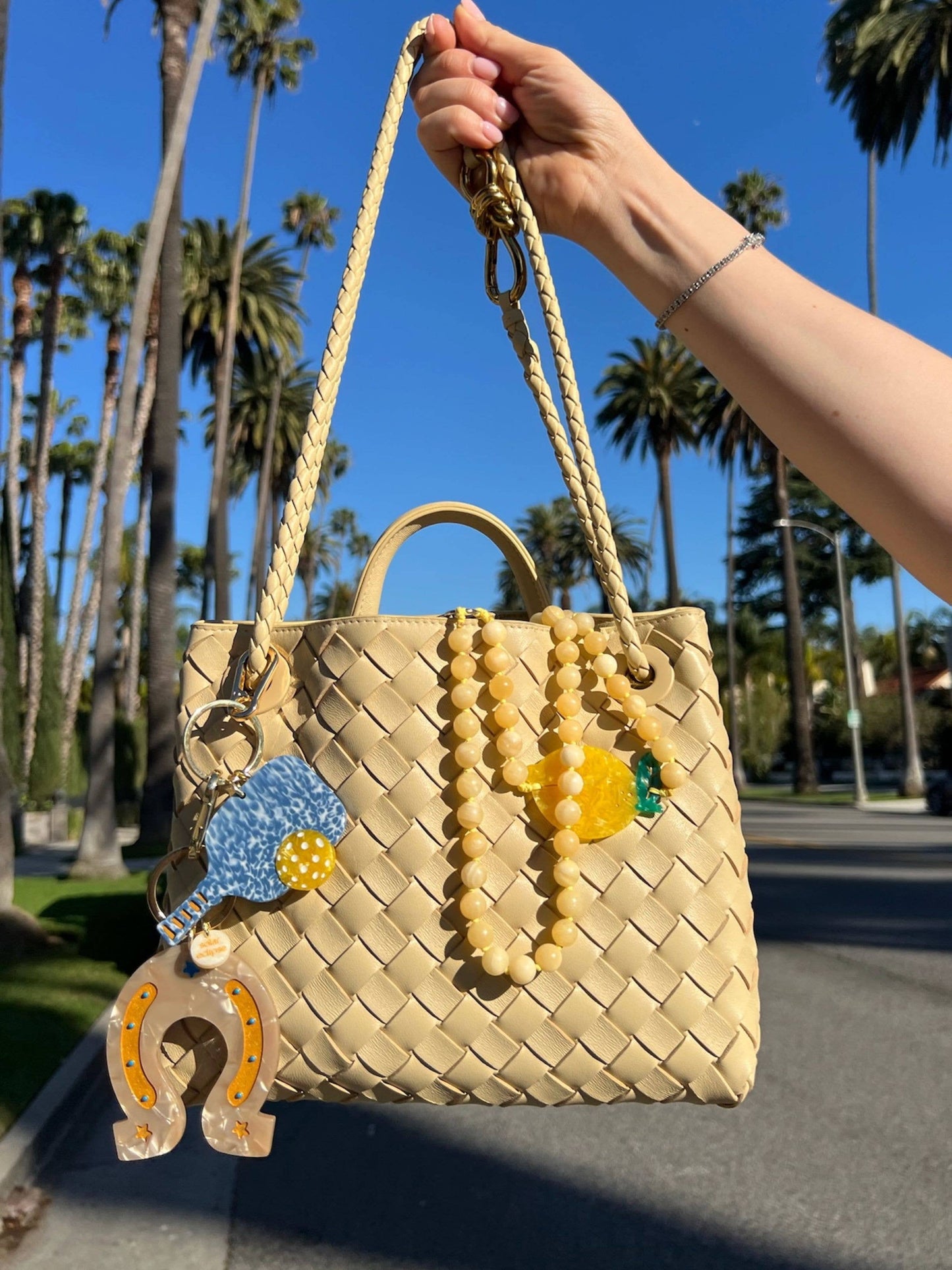 Hand-painted Pickleball Bag Charm & Keychain | Eco-Friendly