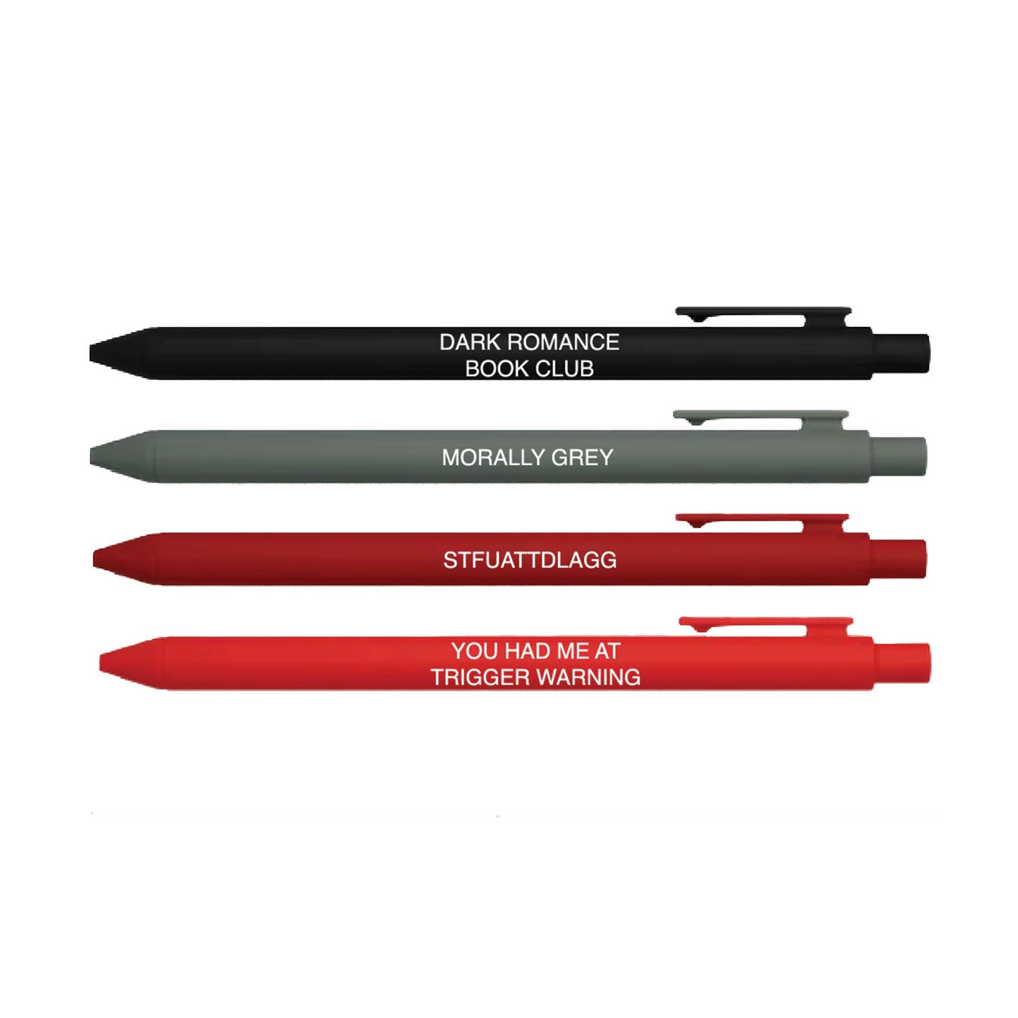 Dark Romance Pen Set – Set of 4 Black Ink Click Pens