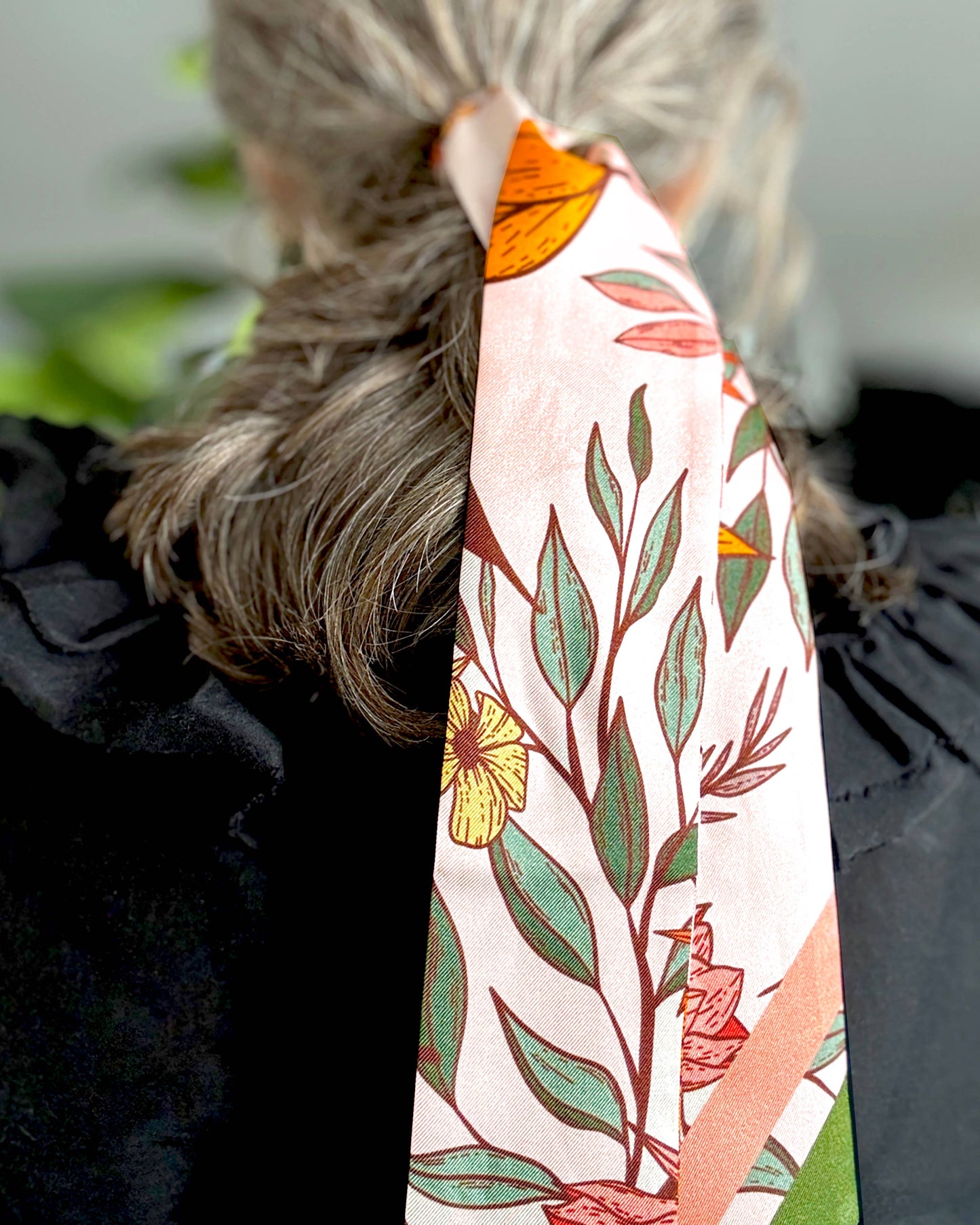 Vibrant Florals Skinny Silk Scarf
