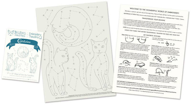 Witchcats iron-on embroidery transfers