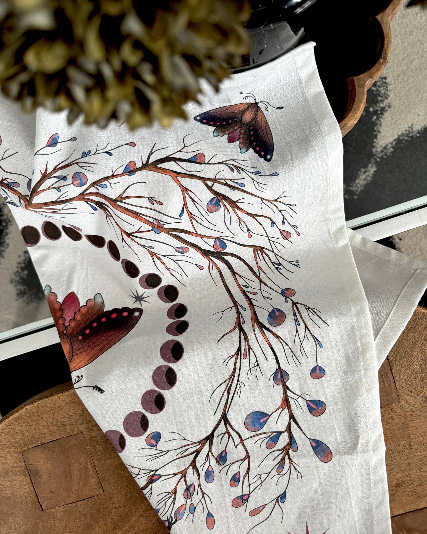 Floral Lunar Moth Tea Towel