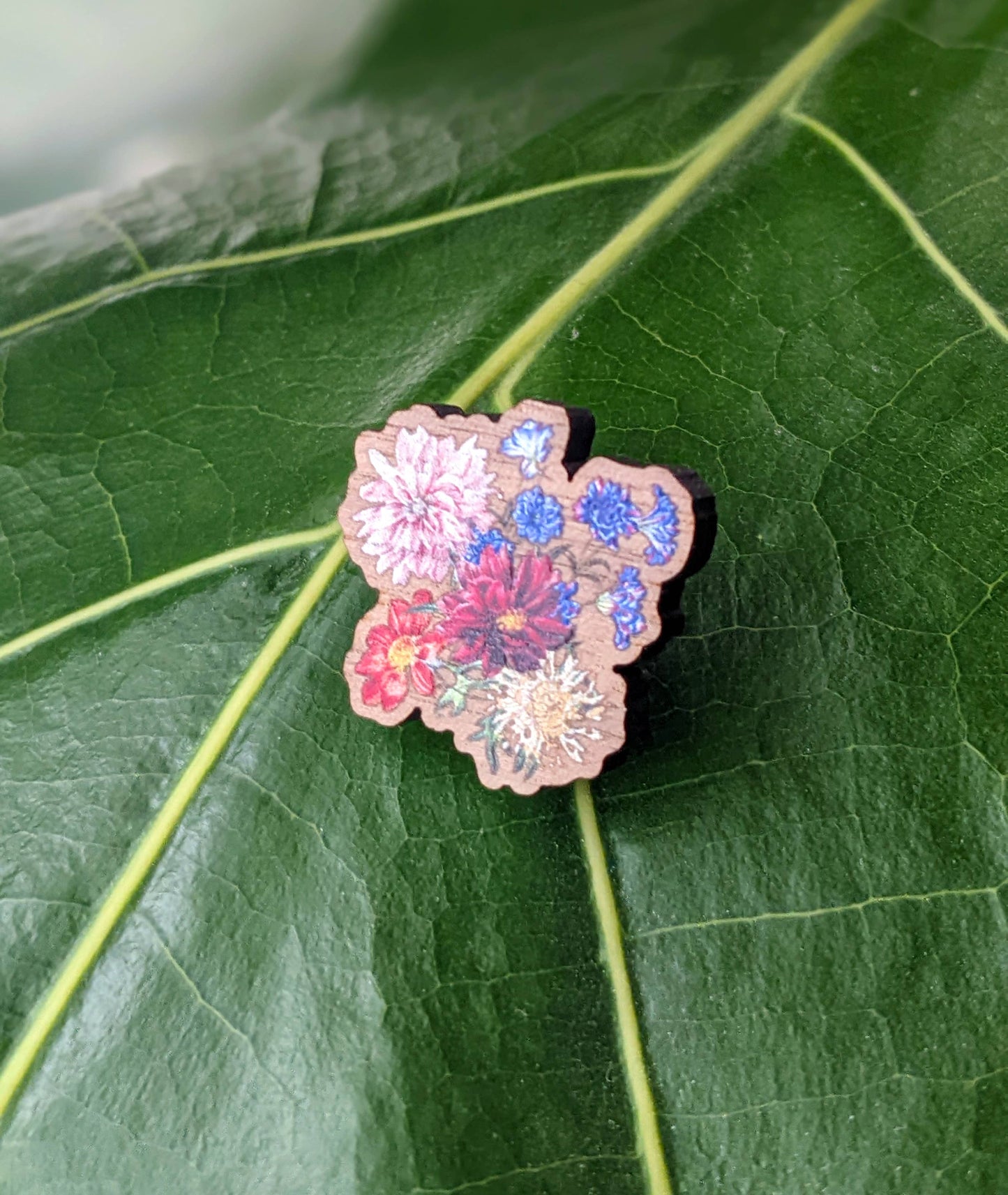 November Birthday Flowers Wooden Pin