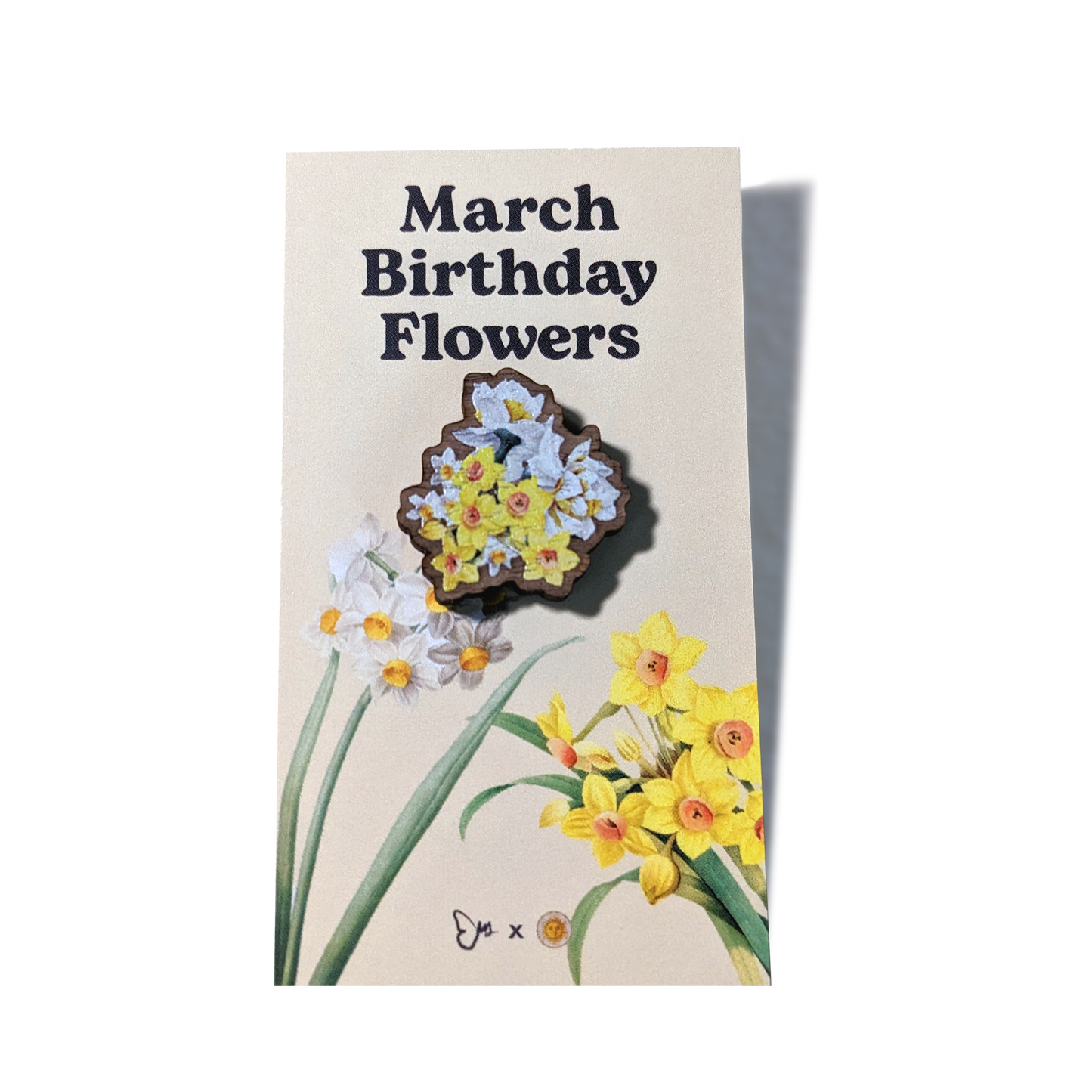 March Birthday Flowers Wooden Pin