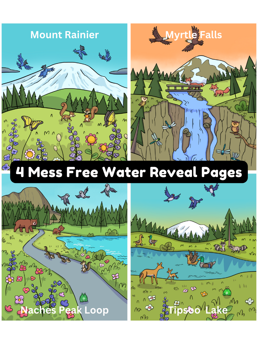 Mount Rainier National Park Kids Water Reveal Activity Book