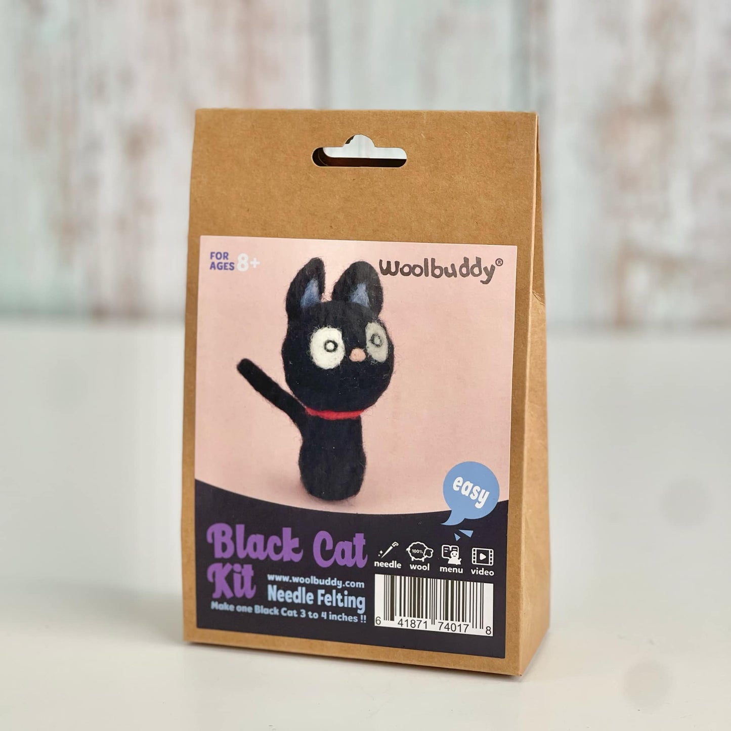 Needle Felting Kit – DIY Black Cat craft kit for beginners