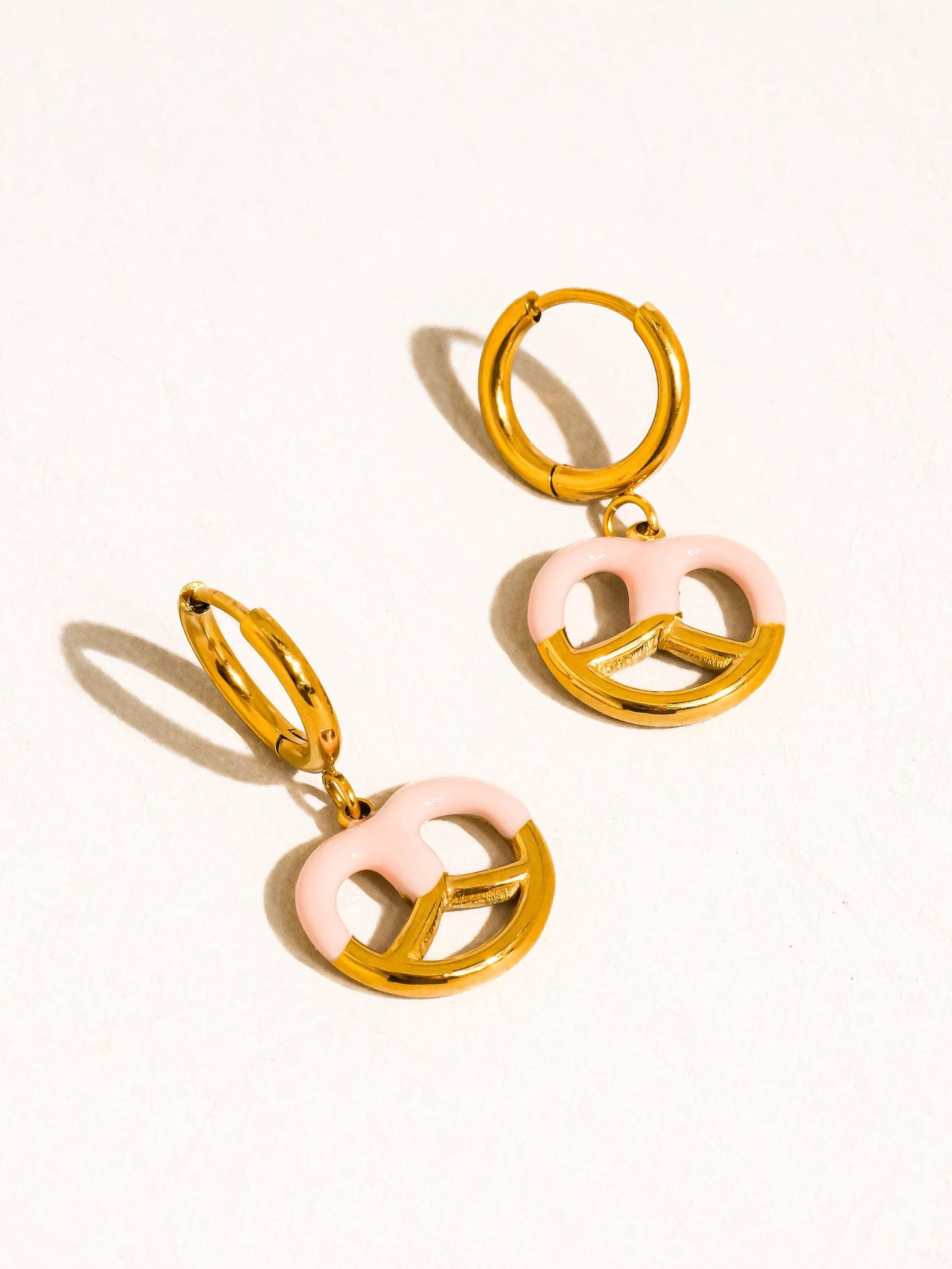 Pretzel Charm Hoop Earrings