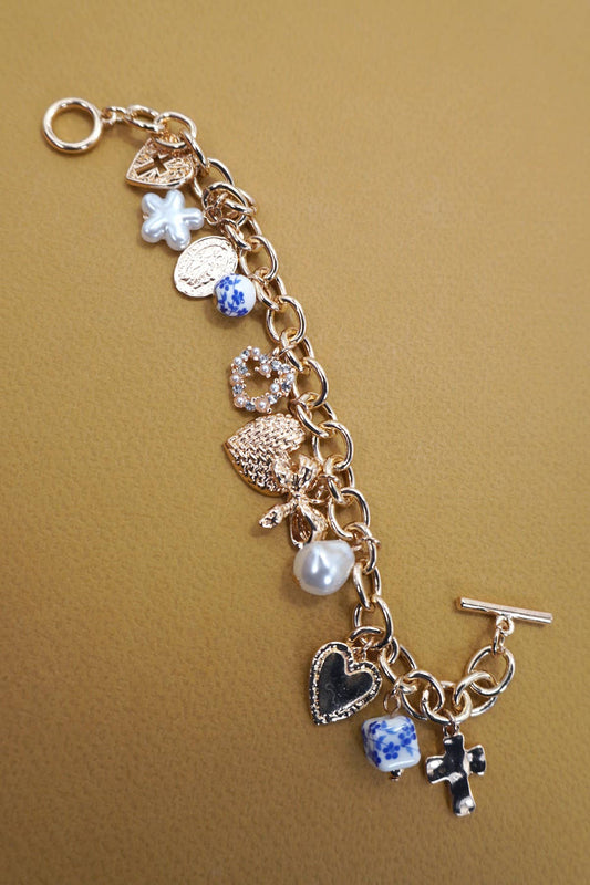 Blue Ceramic Porcelain Charm Bracelet