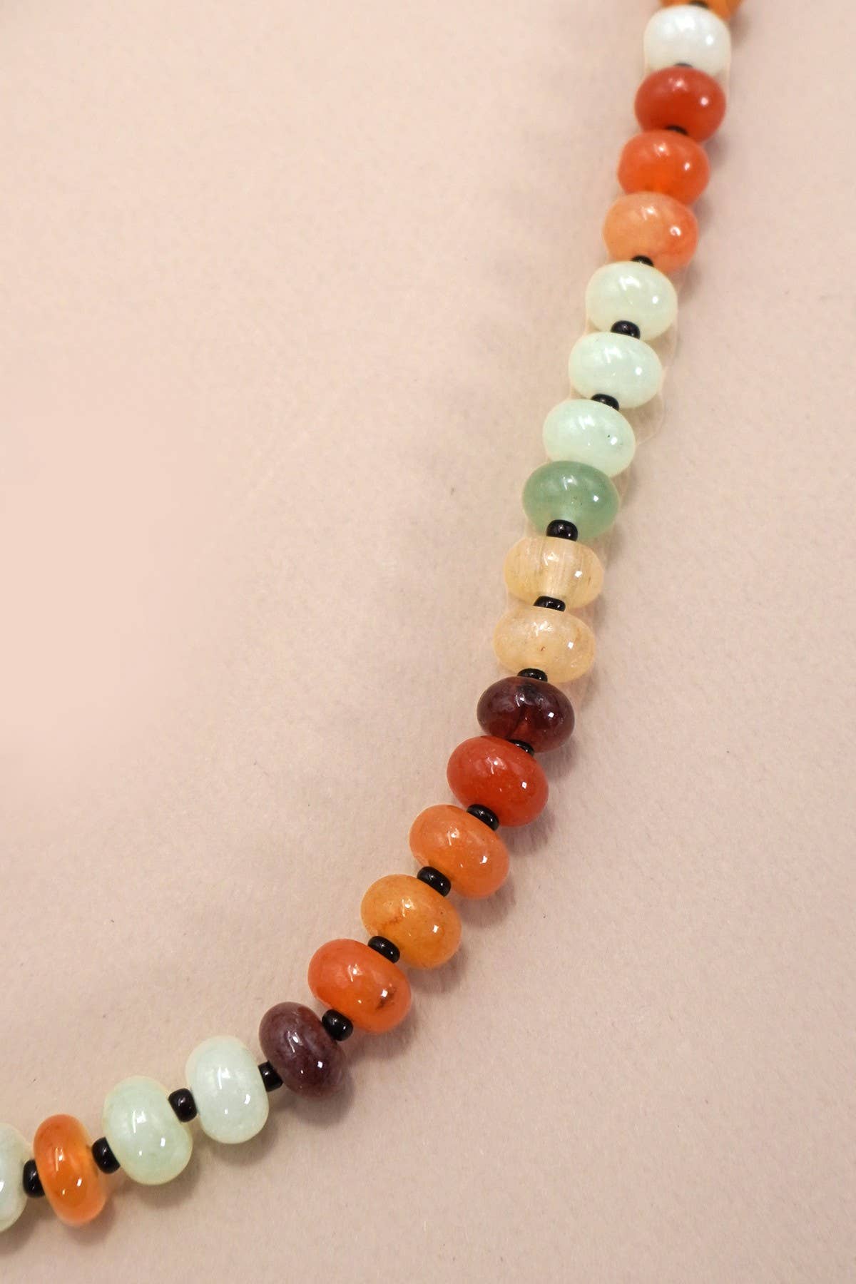 Natural Agate Glass Semi-Precious Bead Necklace