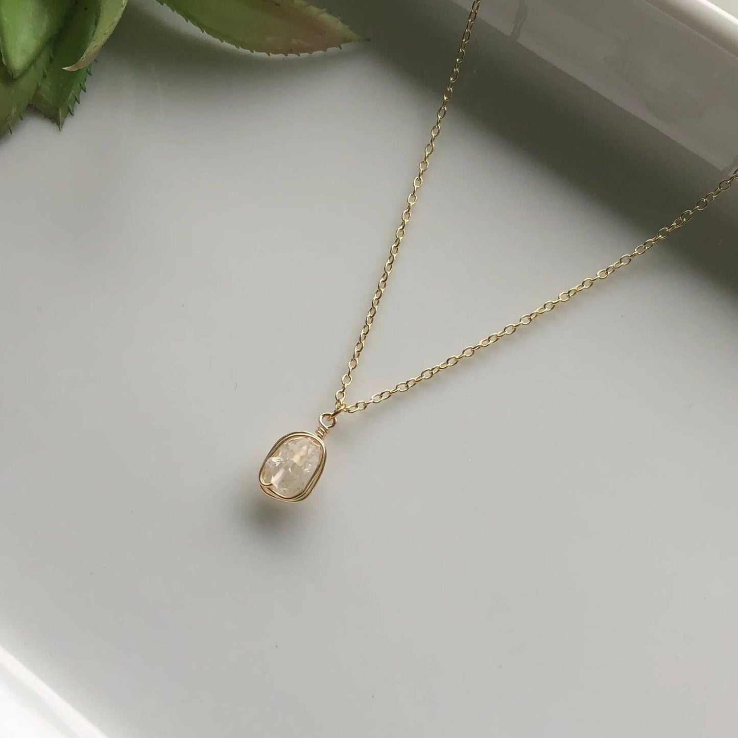 Raw Herkimer Diamond Dangle