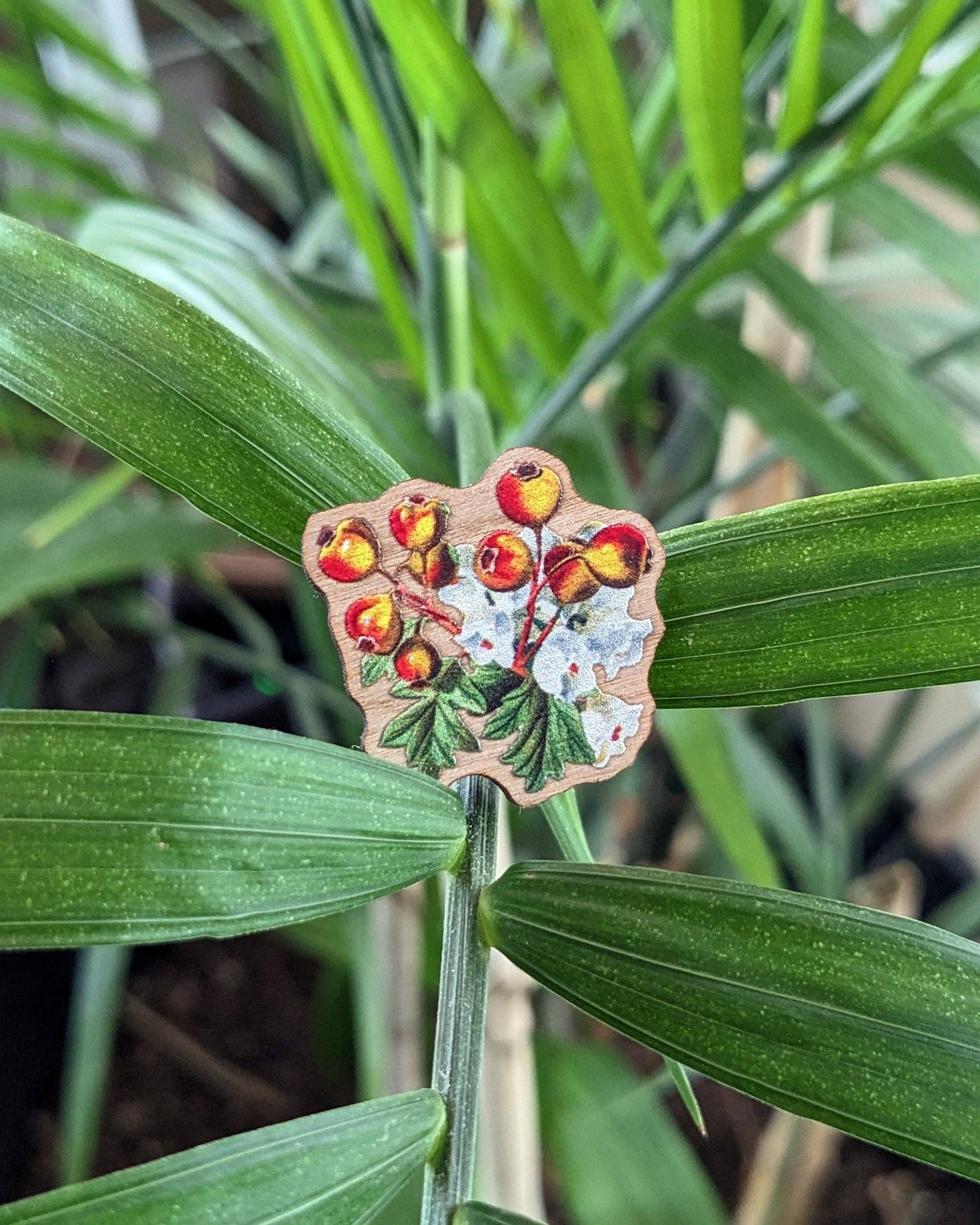 May Birthday Flowers Wooden Pin