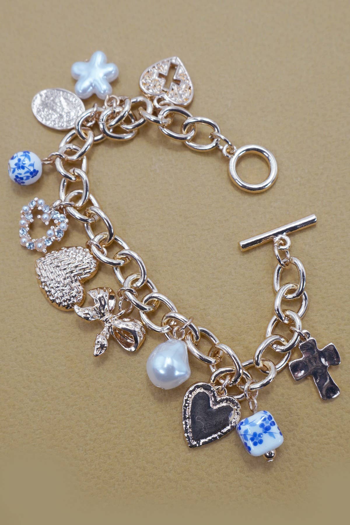 Blue Ceramic Porcelain Charm Bracelet