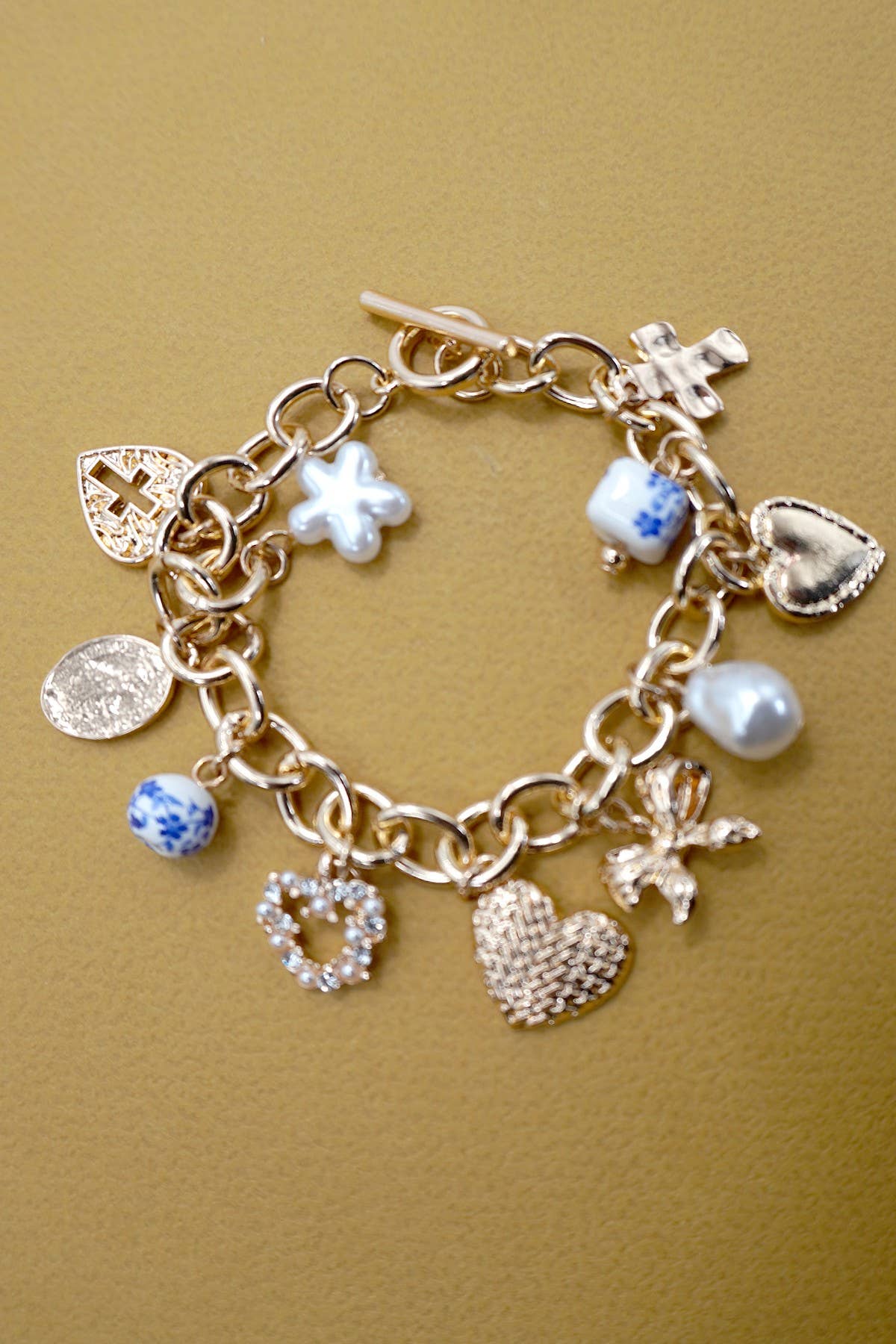 Blue Ceramic Porcelain Charm Bracelet