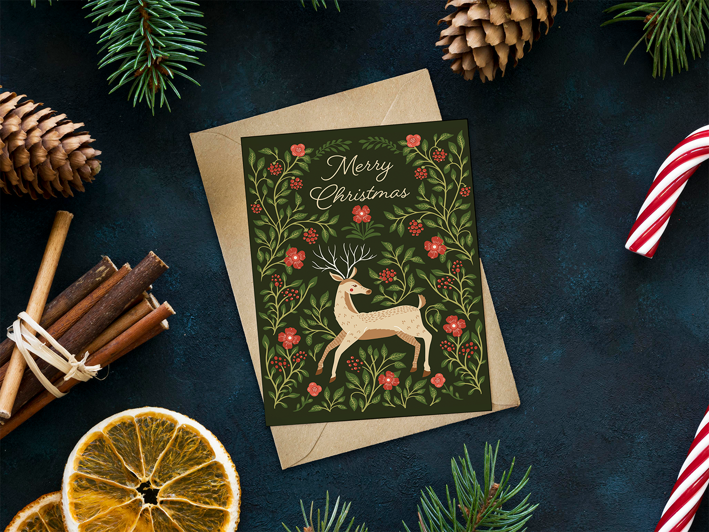 Deer Merry Christmas Greeting Card