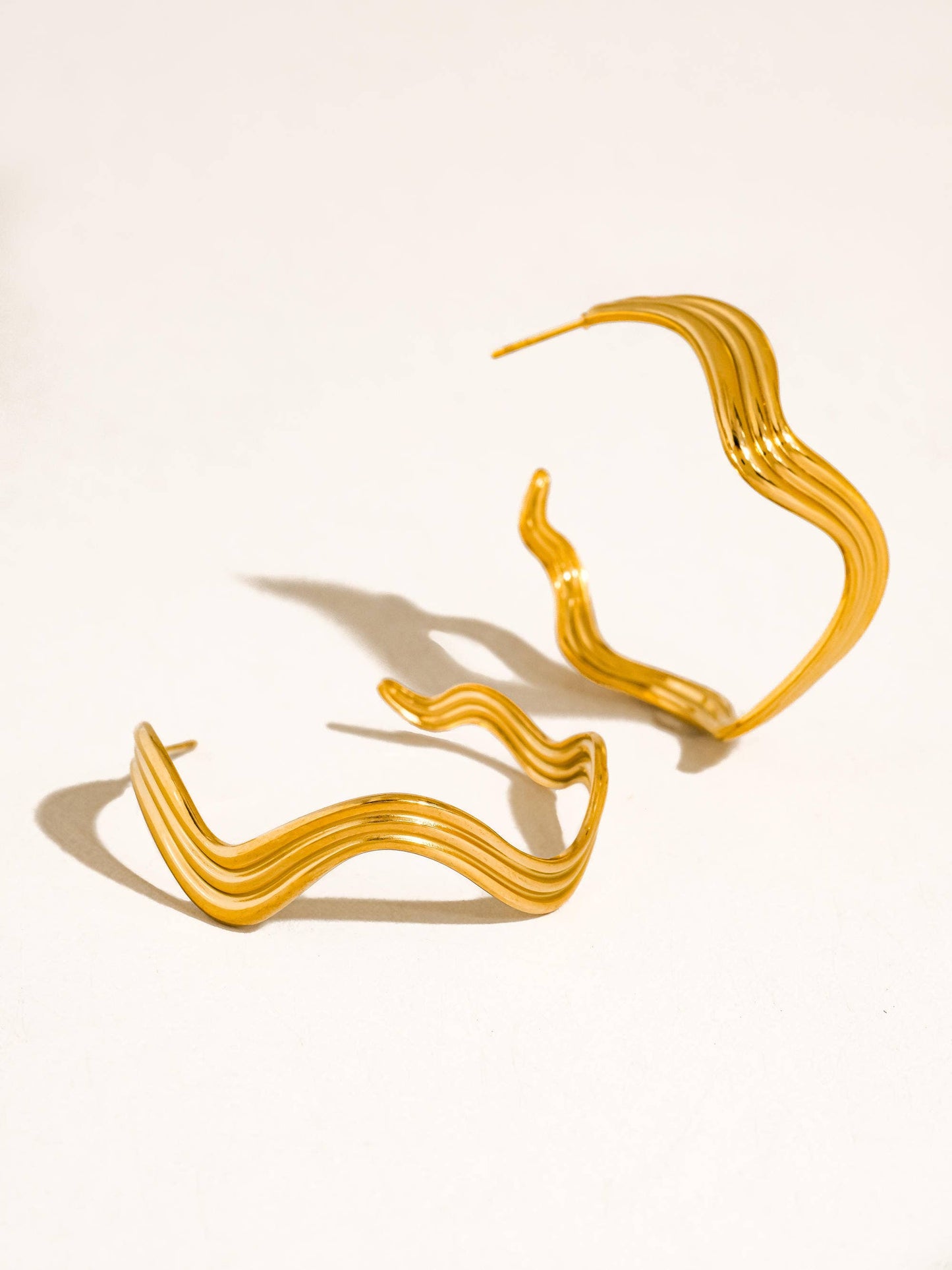 Fontaine 18K Gold Non-Tarnish Wave Statement Earrings