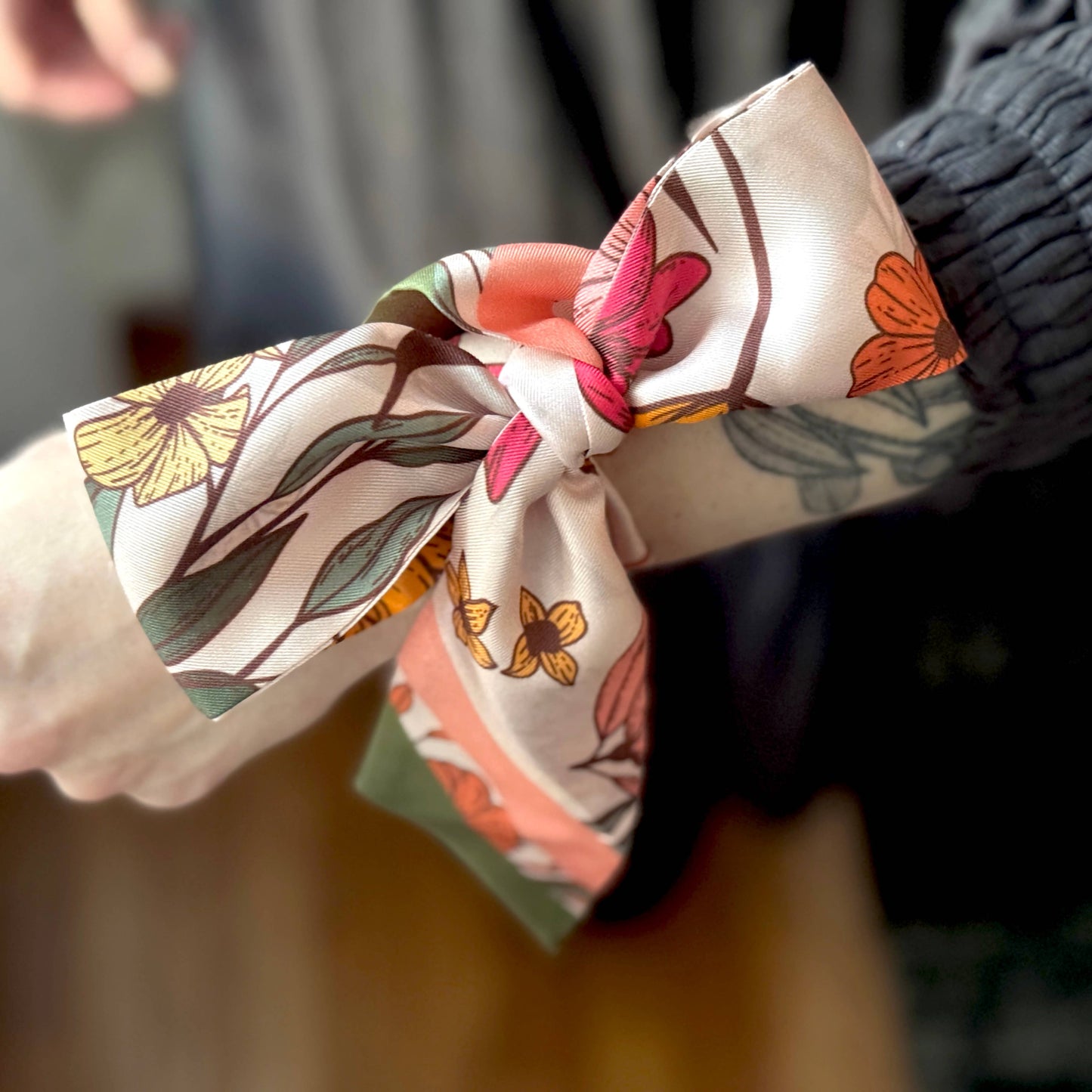 Vibrant Florals Skinny Silk Scarf