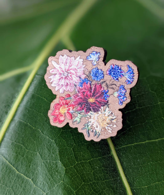 November Birthday Flowers Wooden Pin