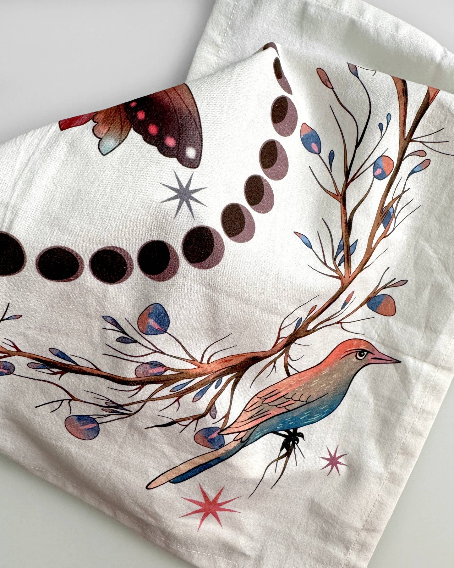 Floral Lunar Moth Tea Towel