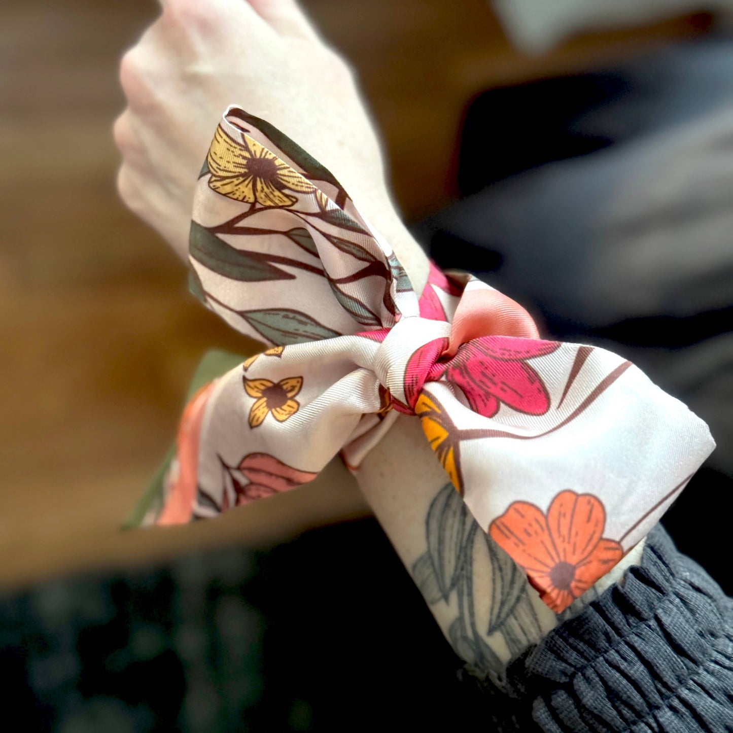 Vibrant Florals Skinny Silk Scarf