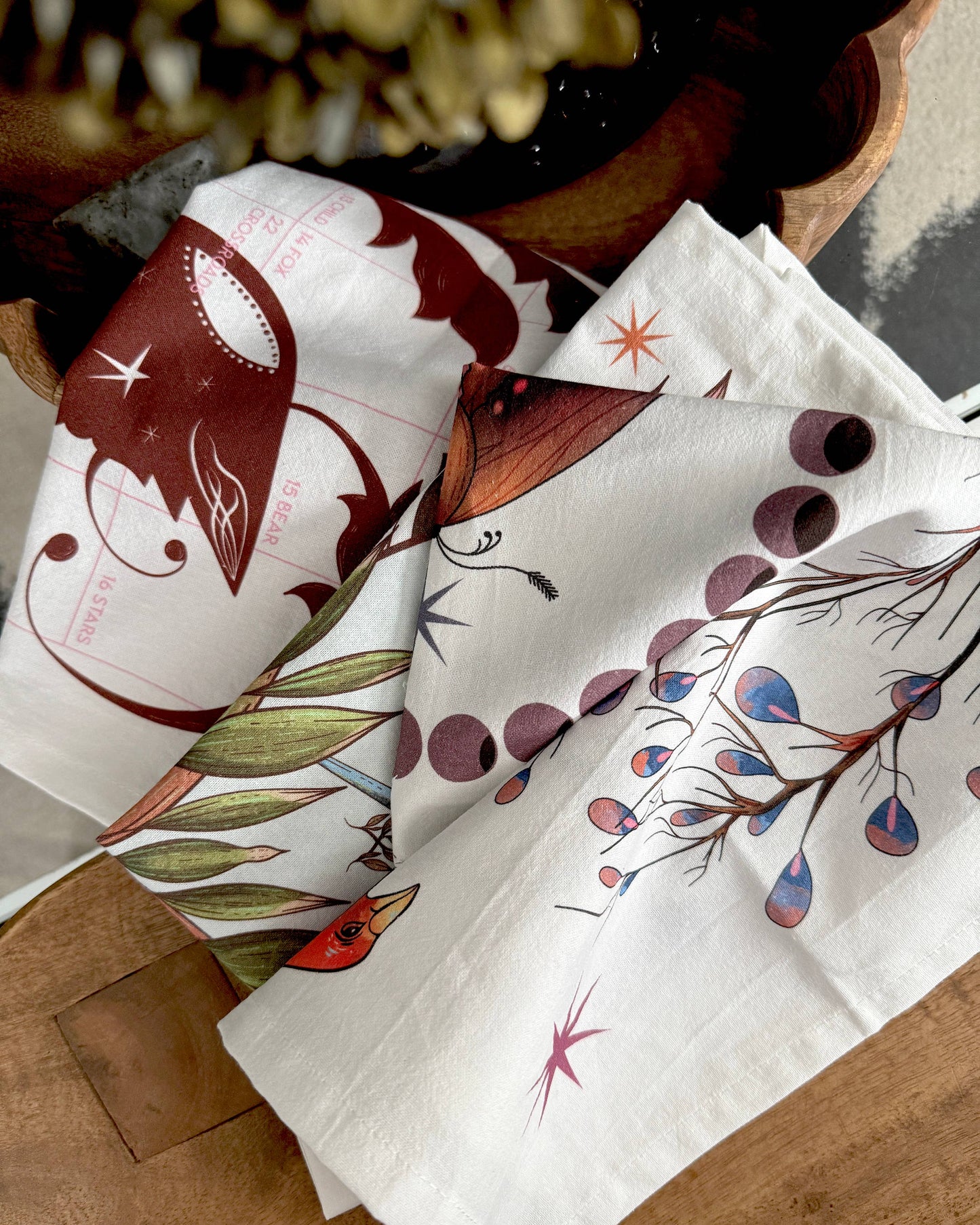 Floral Lunar Moth Tea Towel