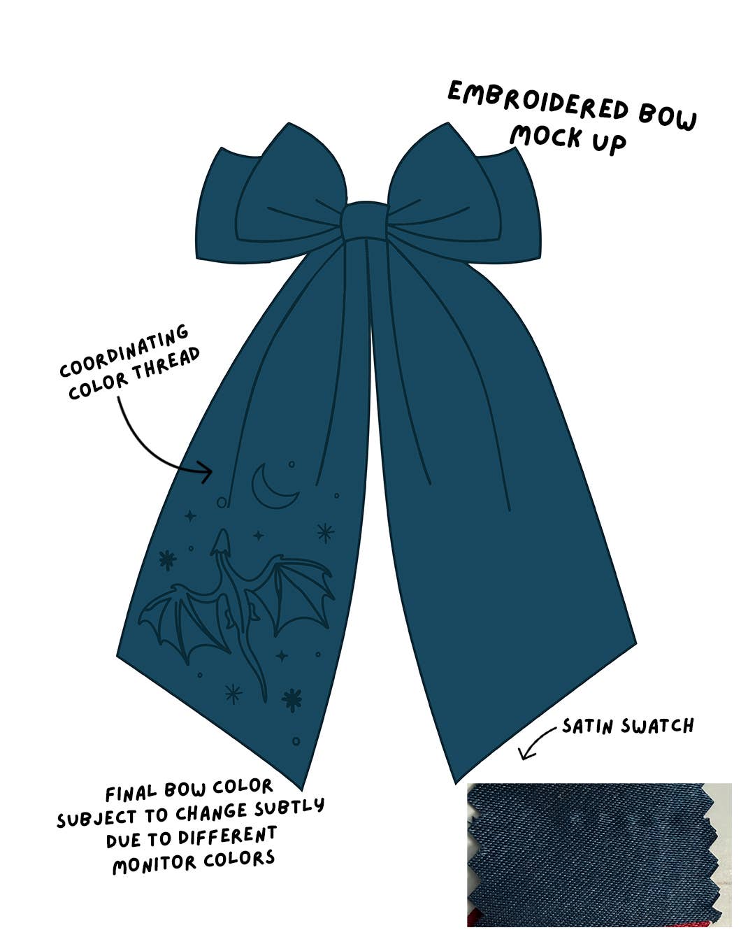 Celestial Dragon Satin Bow | Bookish Hair Accessory
