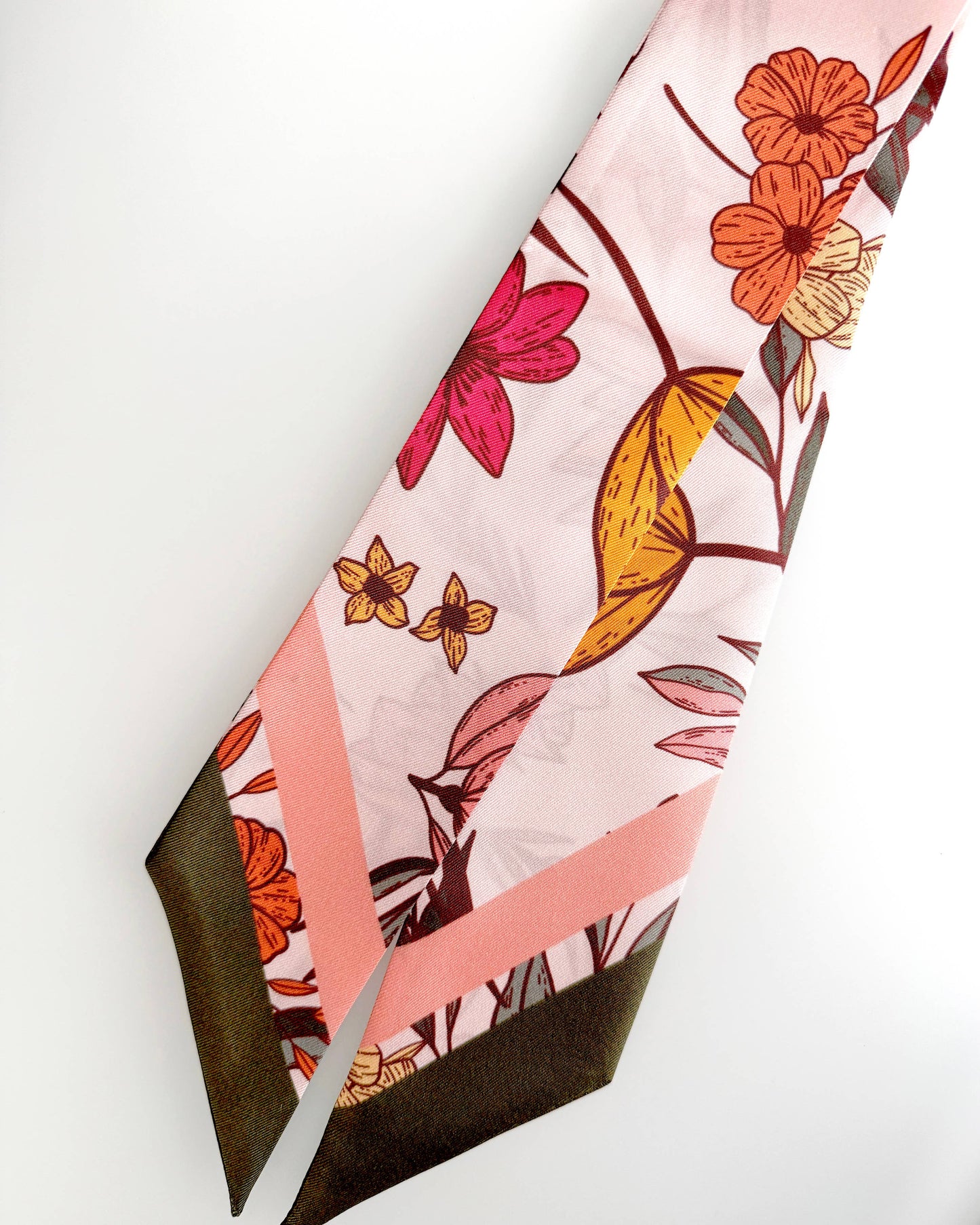 Vibrant Florals Skinny Silk Scarf