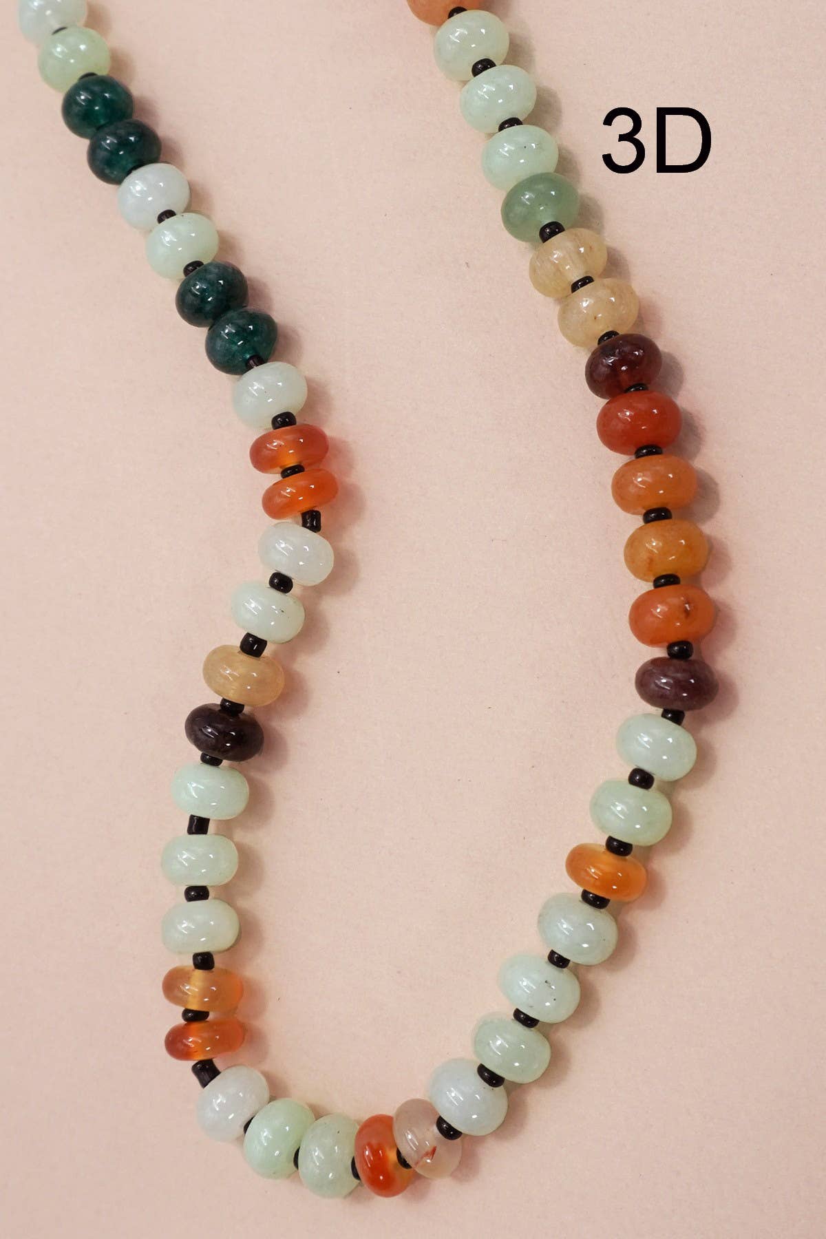 Natural Agate Glass Semi-Precious Bead Necklace