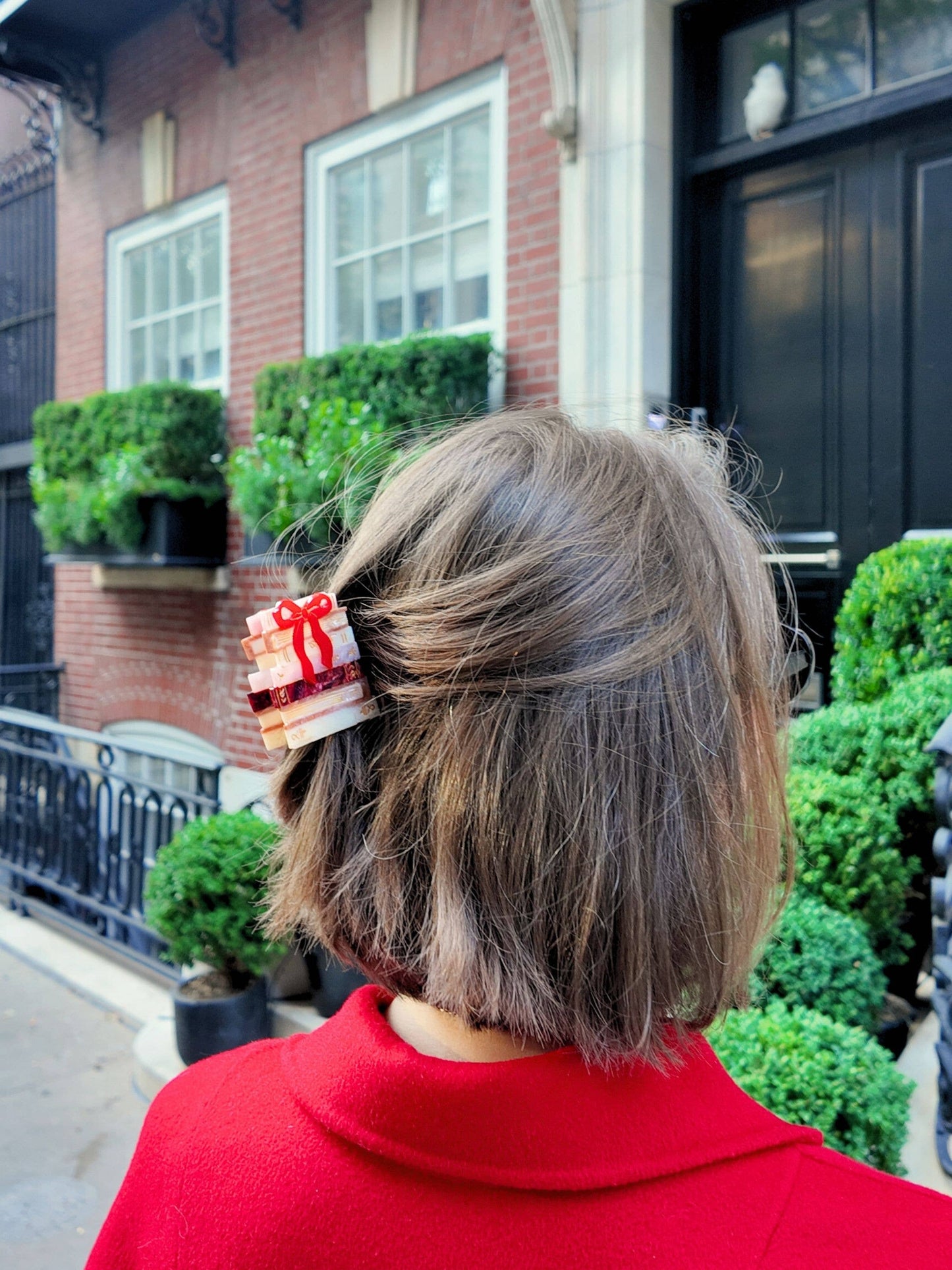 Hand-painted Bow Bookstack Claw Hair Clip | Eco-Friendly