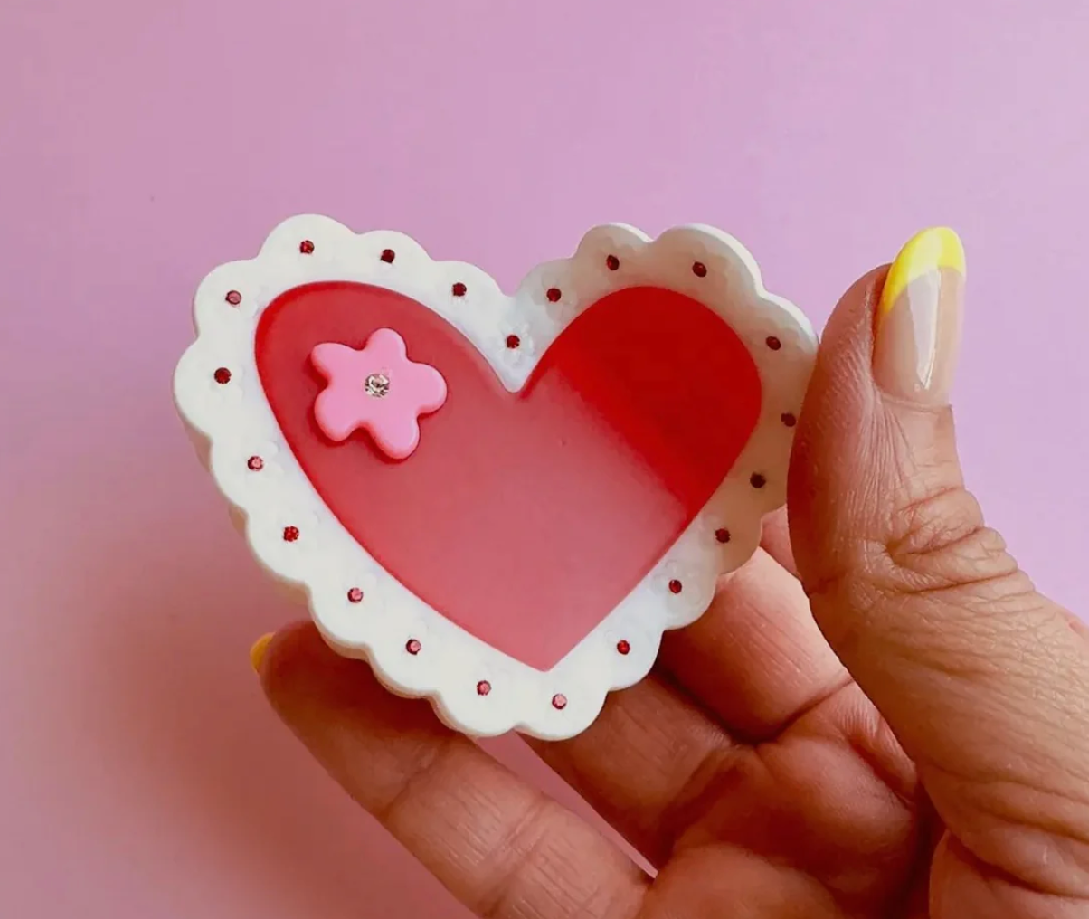 Hair Claw - Valentines Laced Hearts (Centinelle)