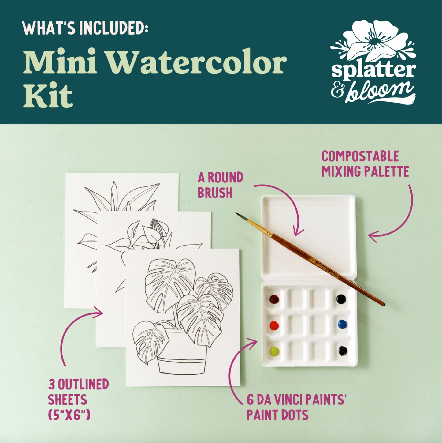 DIY Paint Kit - Mini - Buggy Beetles (Splatter & Bloom) Watercolor Easy