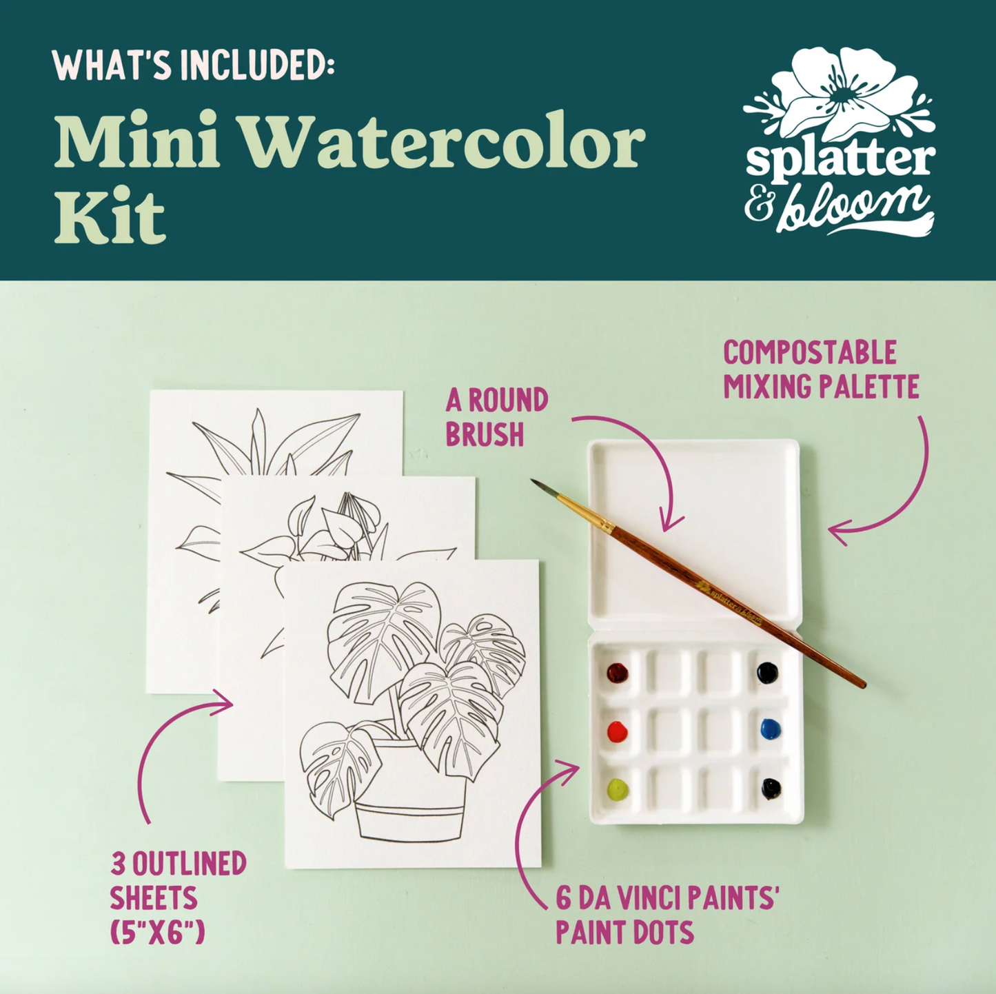 DIY Paint Kit - Mini - Mushroom Forest (Splatter & Bloom) Watercolor Easy