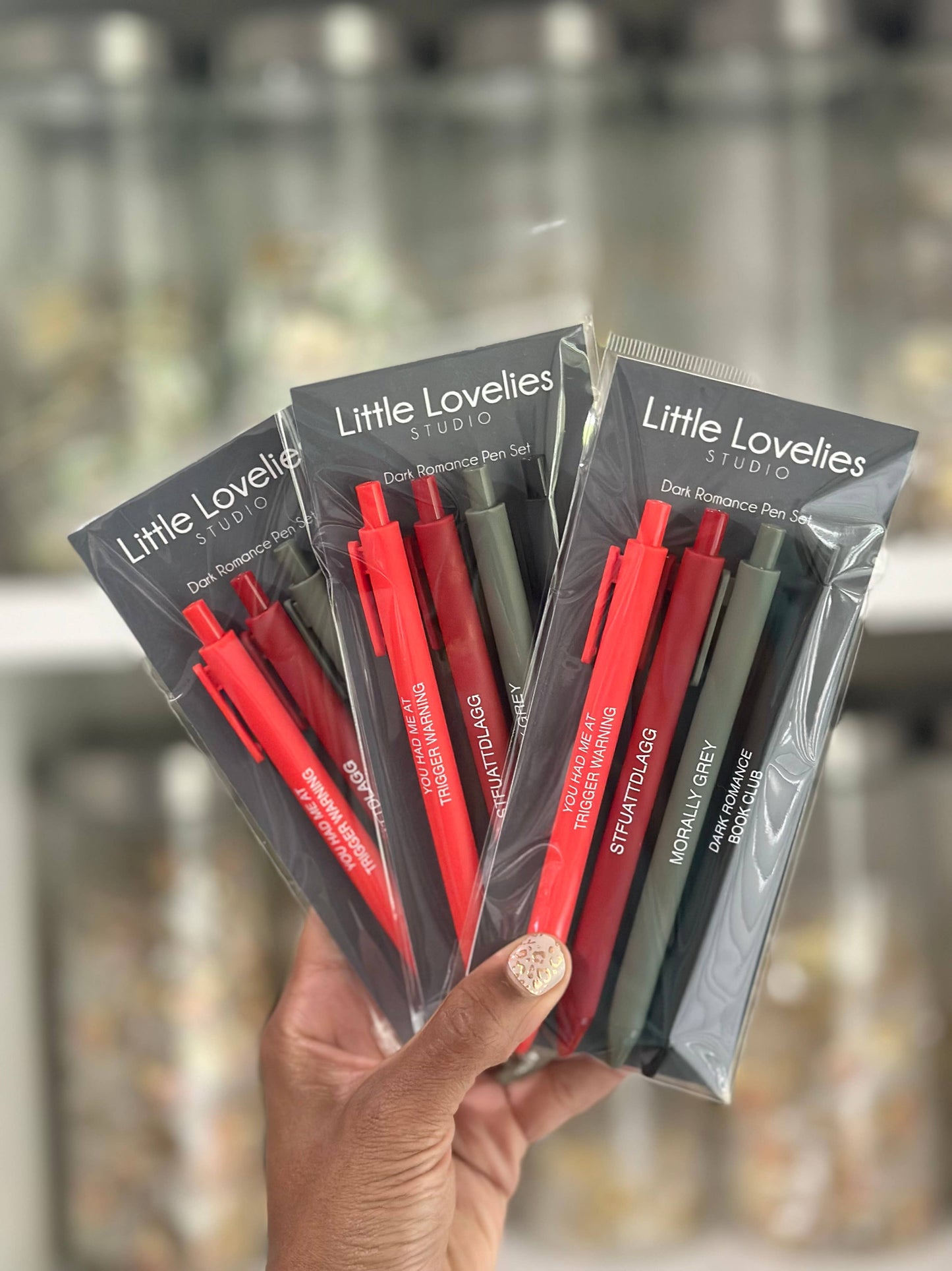 Dark Romance Pen Set – Set of 4 Black Ink Click Pens