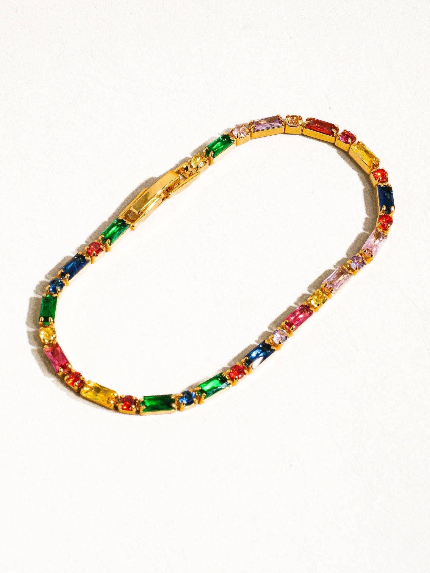 Shiloh 18K Gold Multicolor CZ Chain Bracelet
