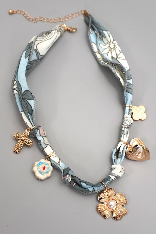 Floral Fun Scarf Charm Necklace