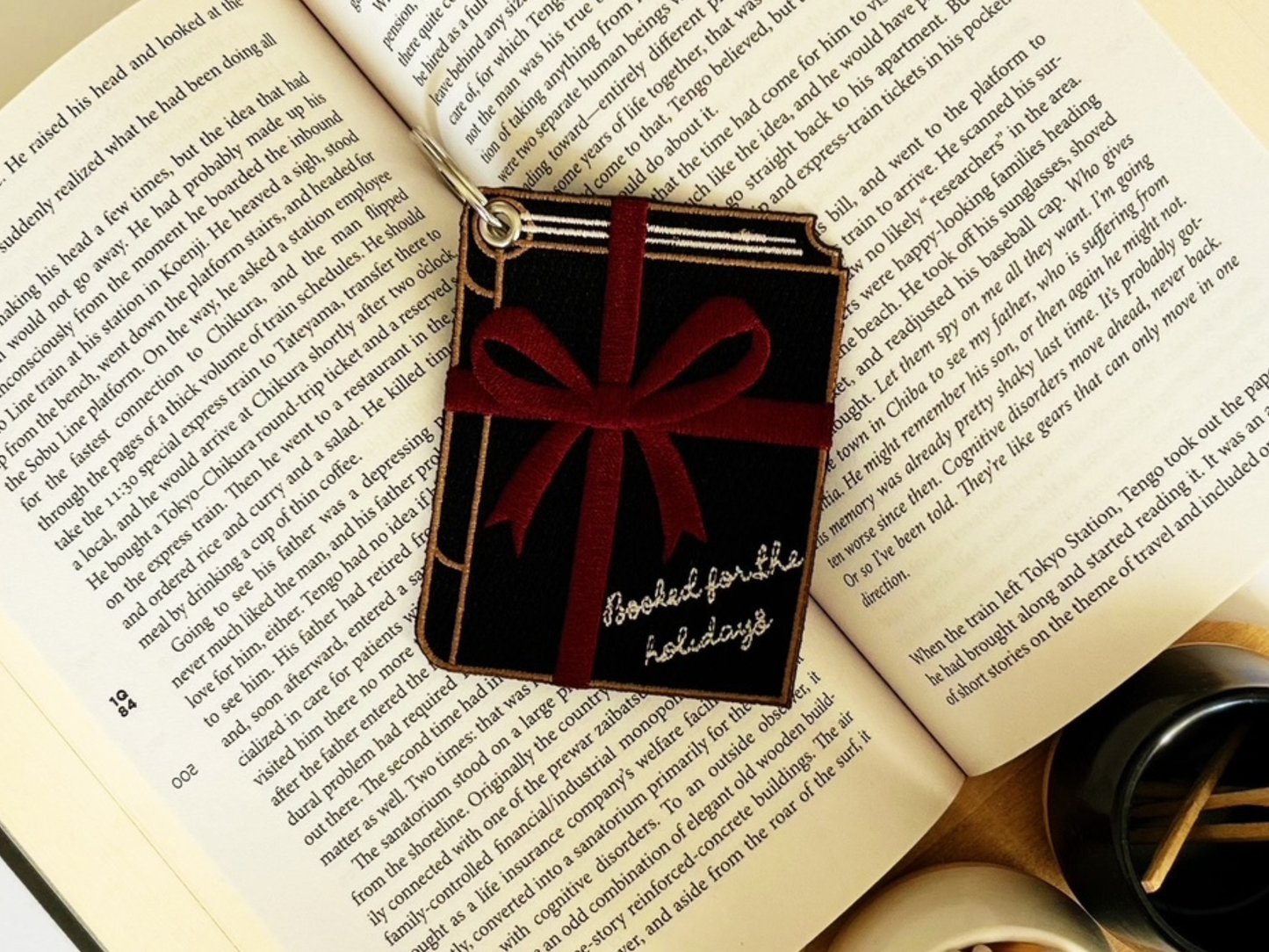 Embroidered Ornament, Keychain, and Gift Tag for Book Lovers