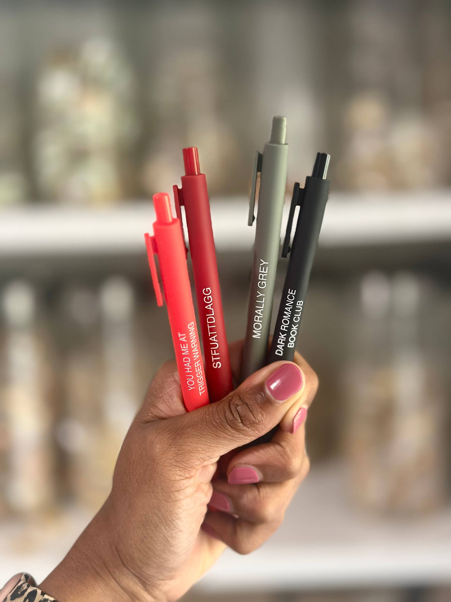 Dark Romance Pen Set – Set of 4 Black Ink Click Pens