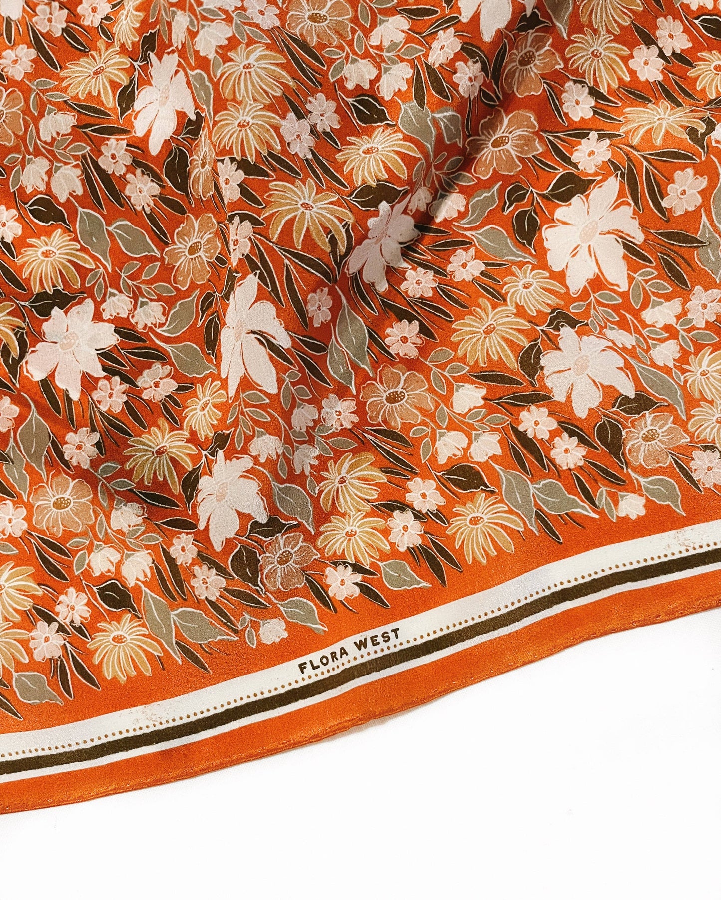 Scarf - Botanical Garden Floral Western - 100% Silk Bandana Scarf