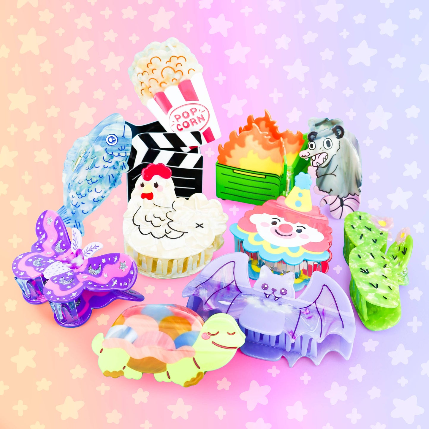 Pastel Moth, Hair Claw, Insect, Spooky, Magic, Hair Clip