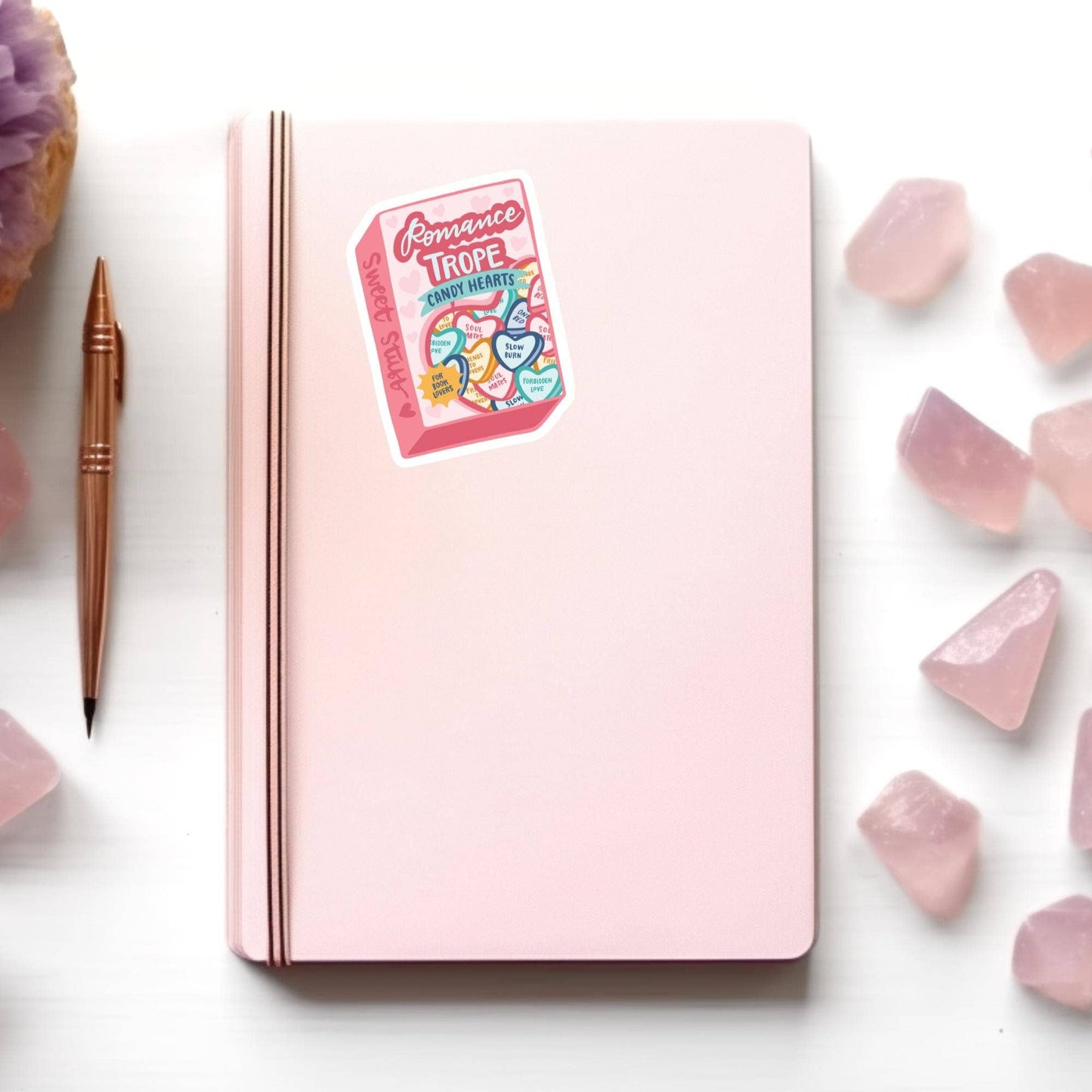 Romance Tropes Conversation Hearts Sticker