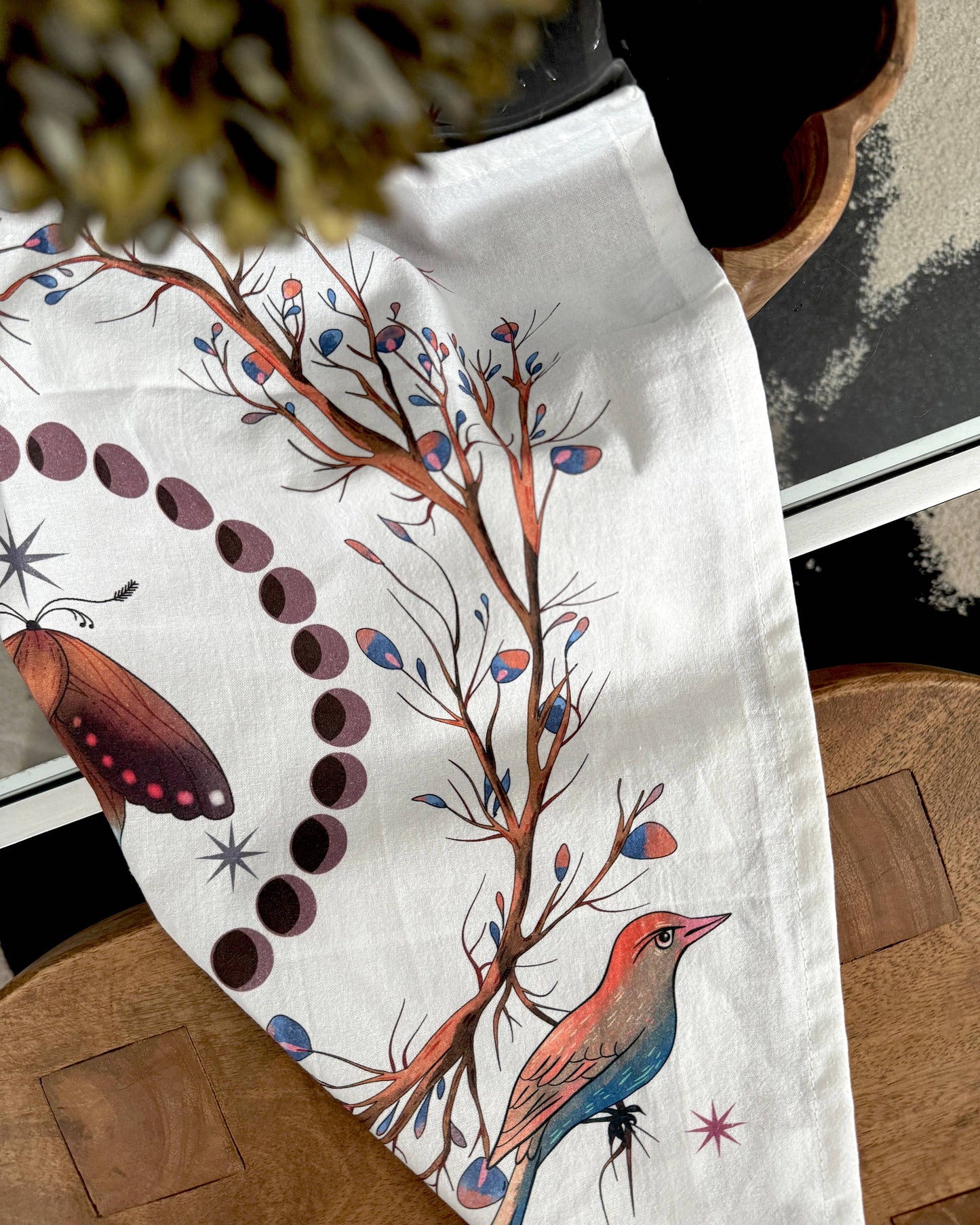 Floral Lunar Moth Tea Towel