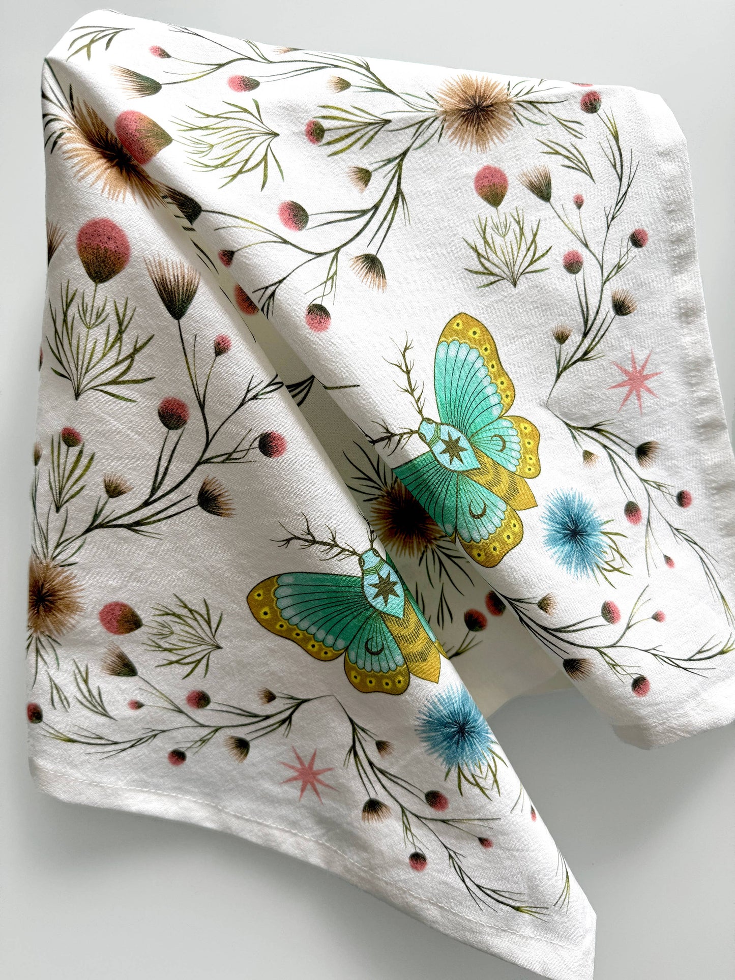 Springtime Lunar Moth Kitchen Tea Towel