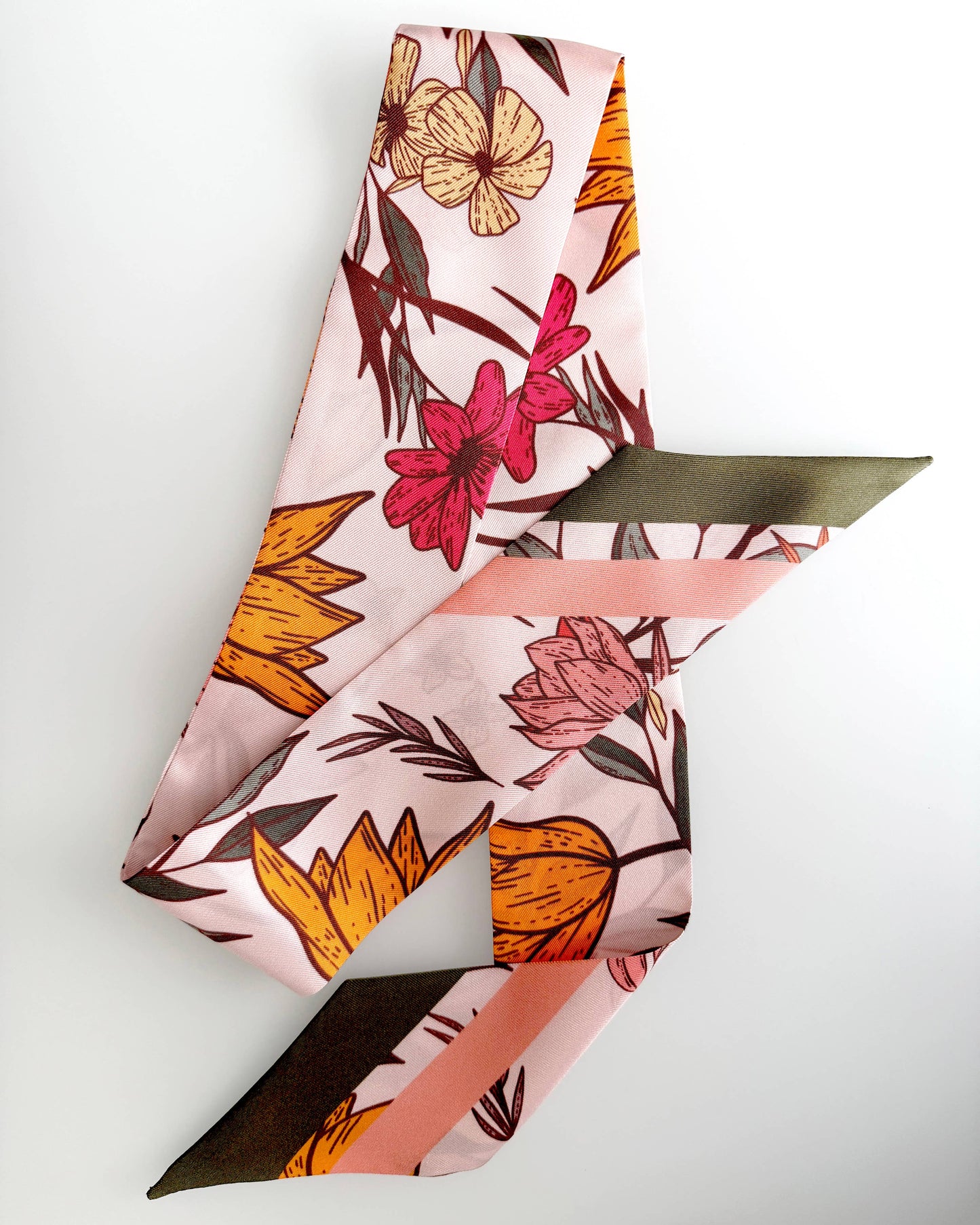 Vibrant Florals Skinny Silk Scarf