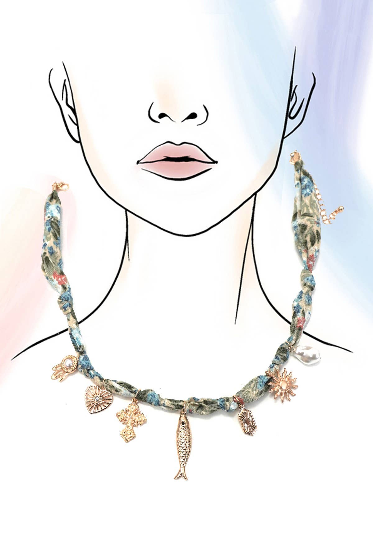 Coastal Love Scarf Charm Necklace