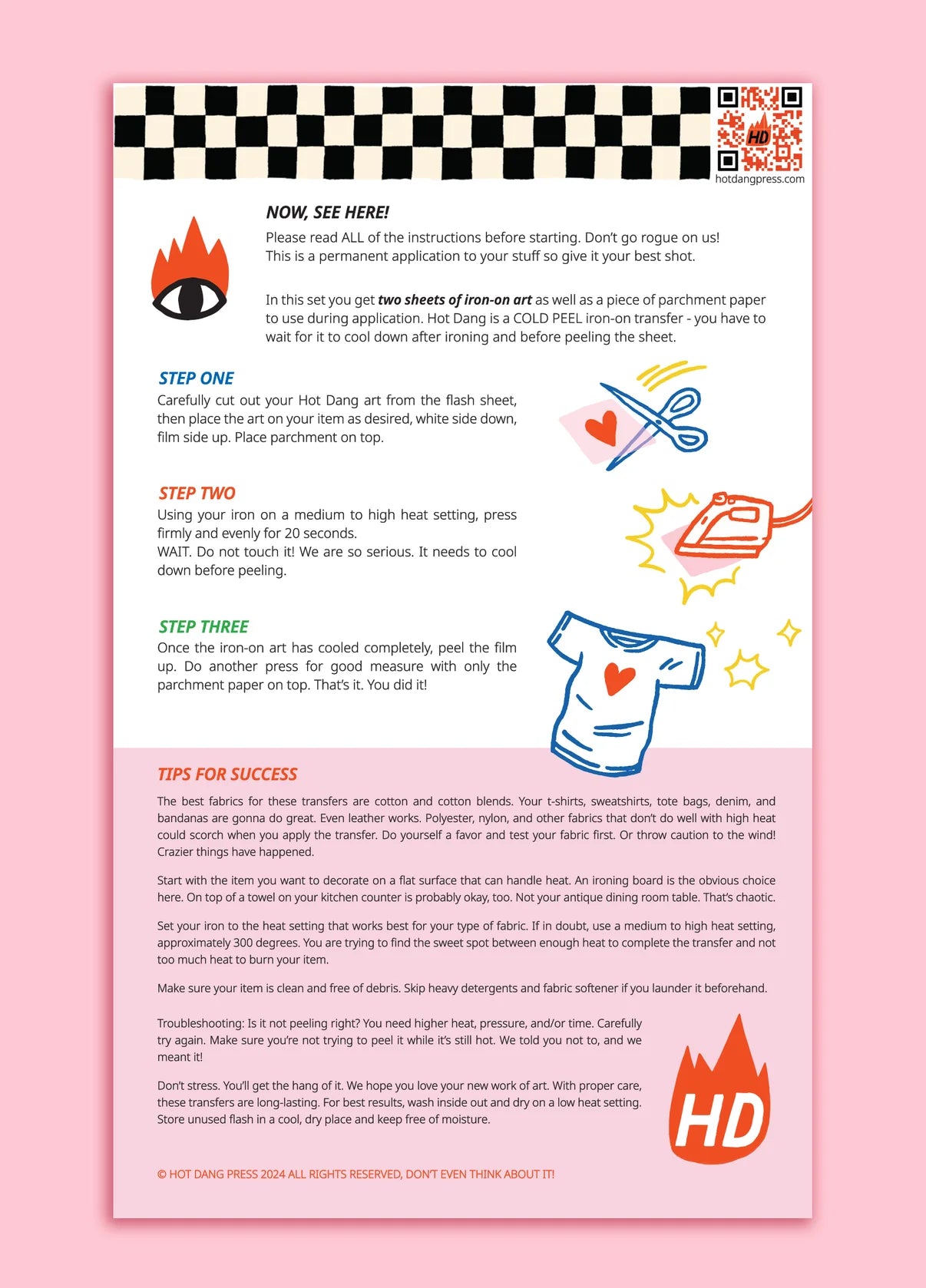 DIY - Iron On Art - Linocut Cobalt (Hot Dang Press) Sheet Set Blue