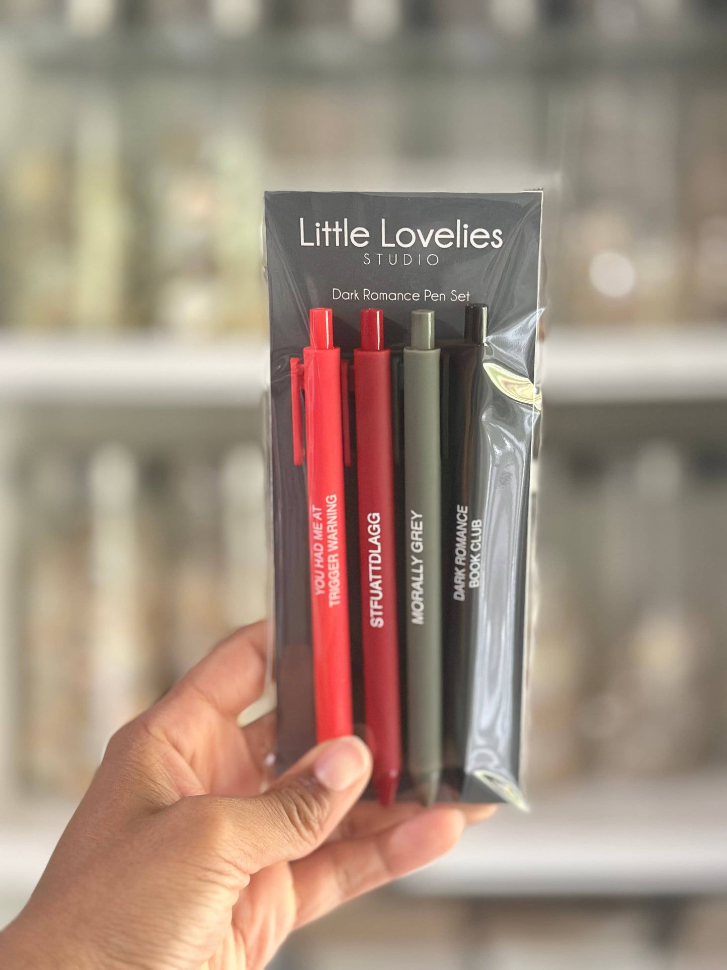 Dark Romance Pen Set – Set of 4 Black Ink Click Pens